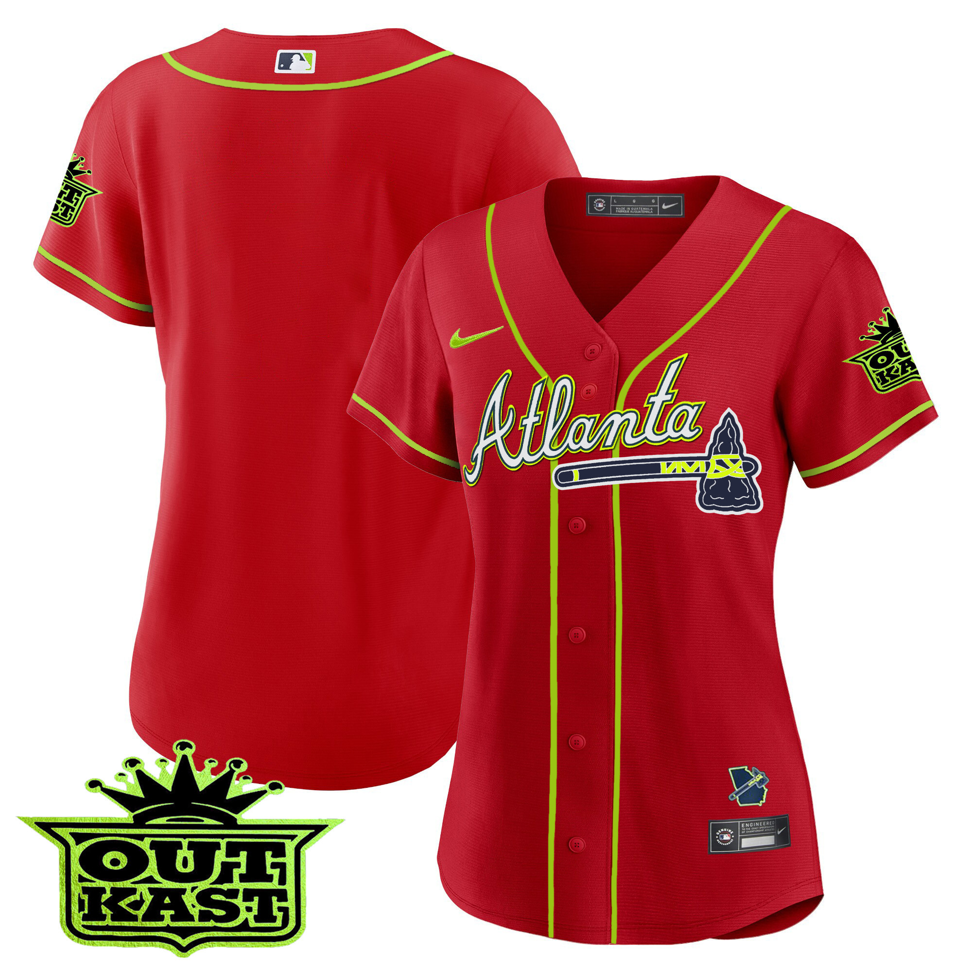 Team Women's Atlanta Braves Outkast Baseball V3 Red Jersey - All Stitched