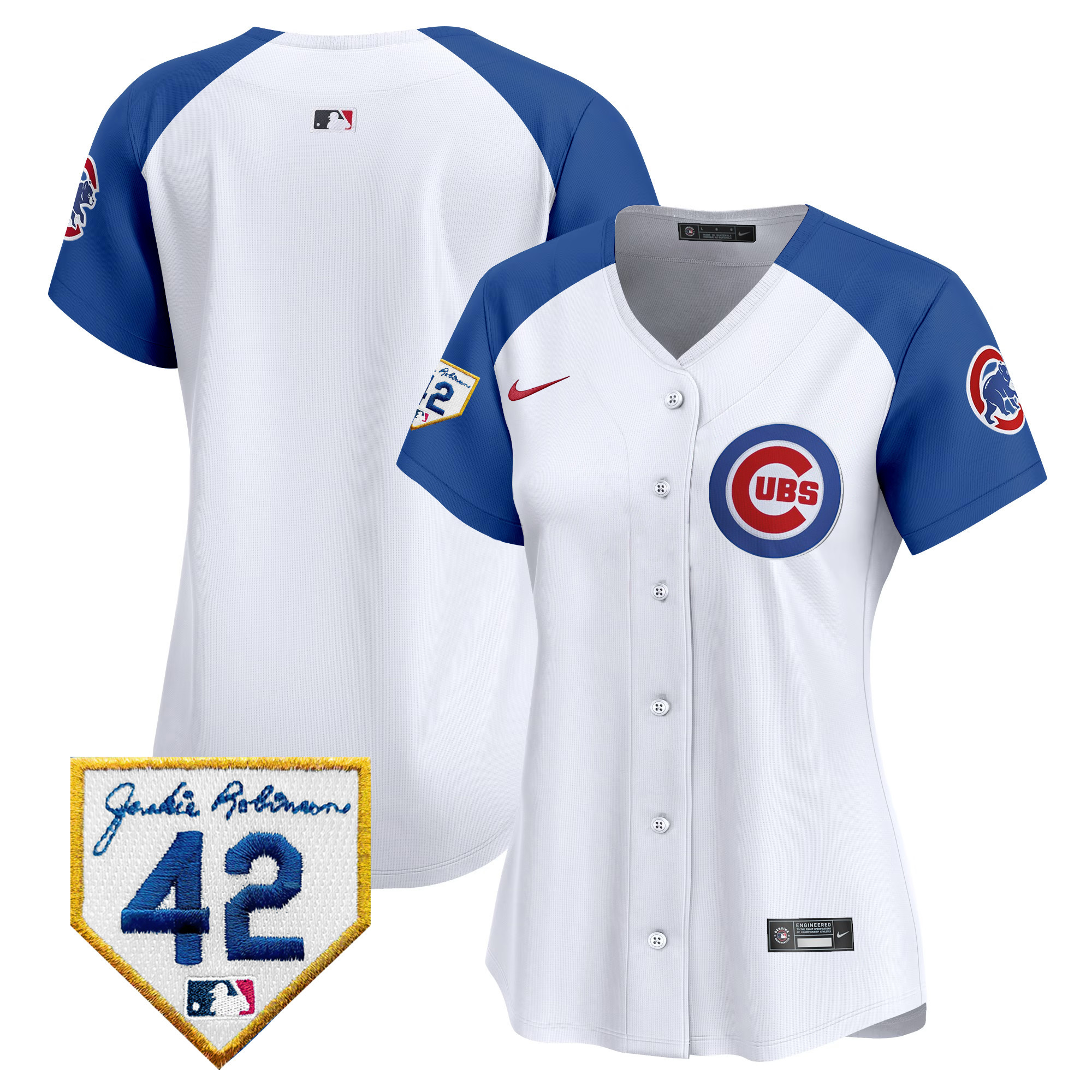 Team Women's Chicago Cubs Jackie Robinson Patch Vapor Premier Limited White Alternate Jersey - All Stitched