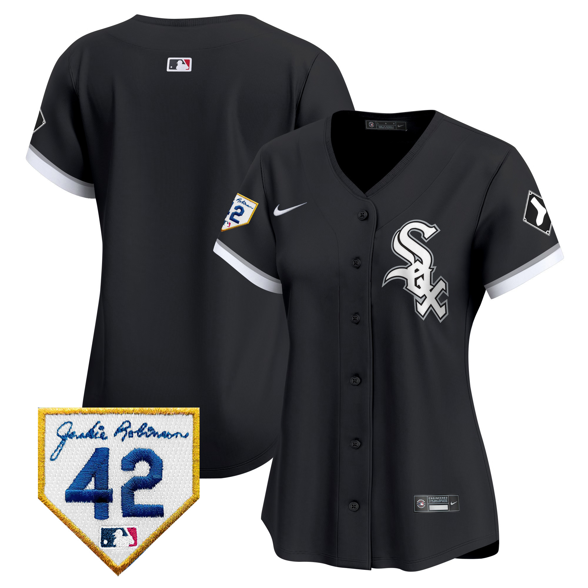 Team Women's Chicago White Sox 2024 Jackie Robinson Patch Vapor Premier Limited Black Jersey - All Stitched