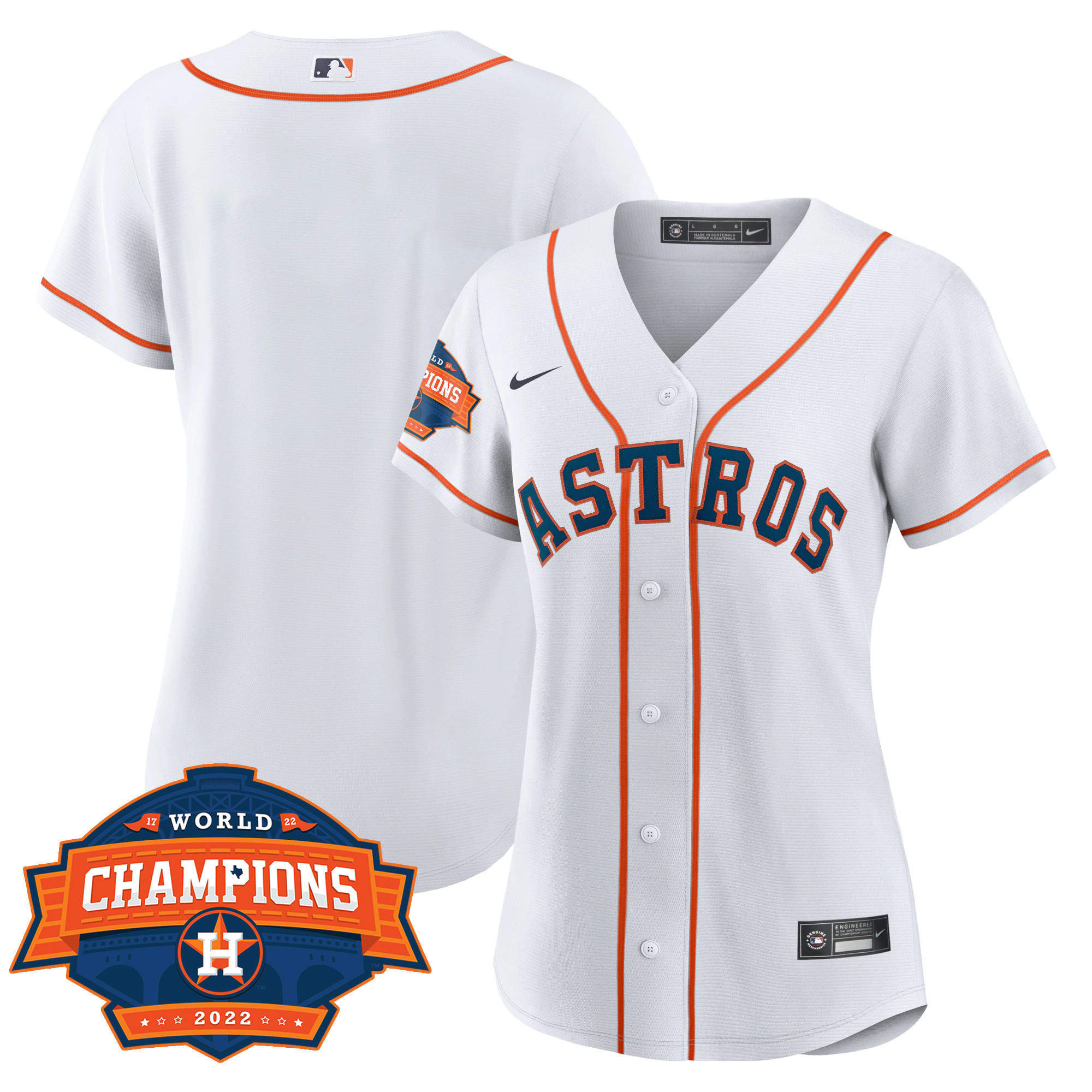 Team Women's Houston Astros 2022 World Series Champions Patch Limited Cool Home Jersey - All Stitched