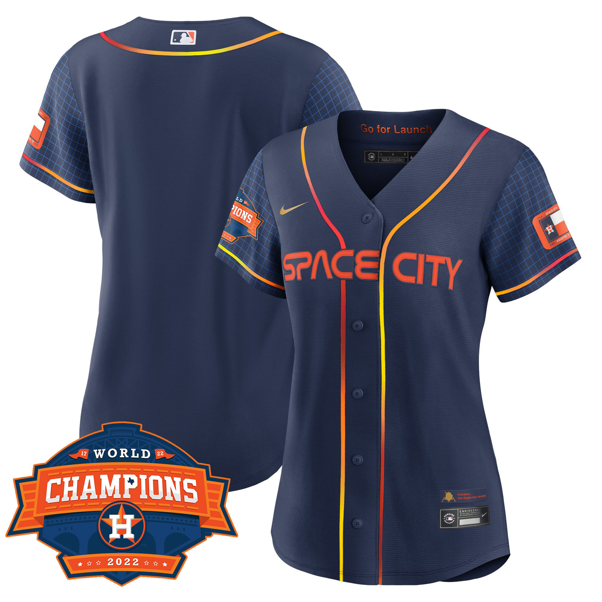 Team Women's Houston Astros 2022 World Series Champions Patch Limited Cool Space City Jersey - All Stitched