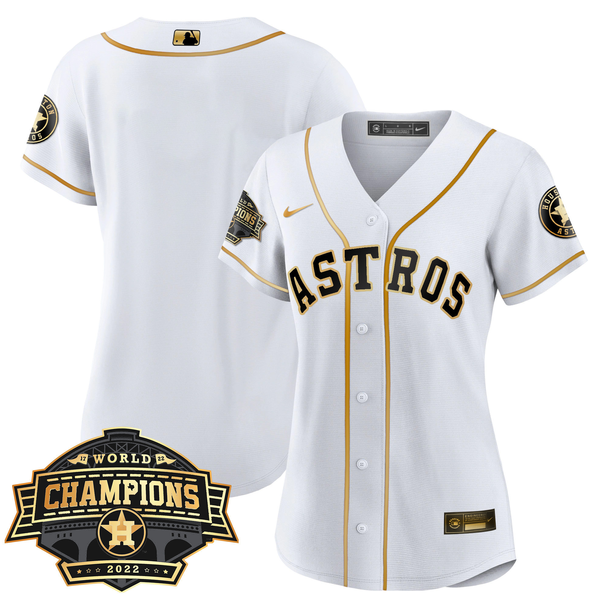 Team Women's Houston Astros 2022 World Series Champions Patch Limited Cool White Jersey - All Stitched