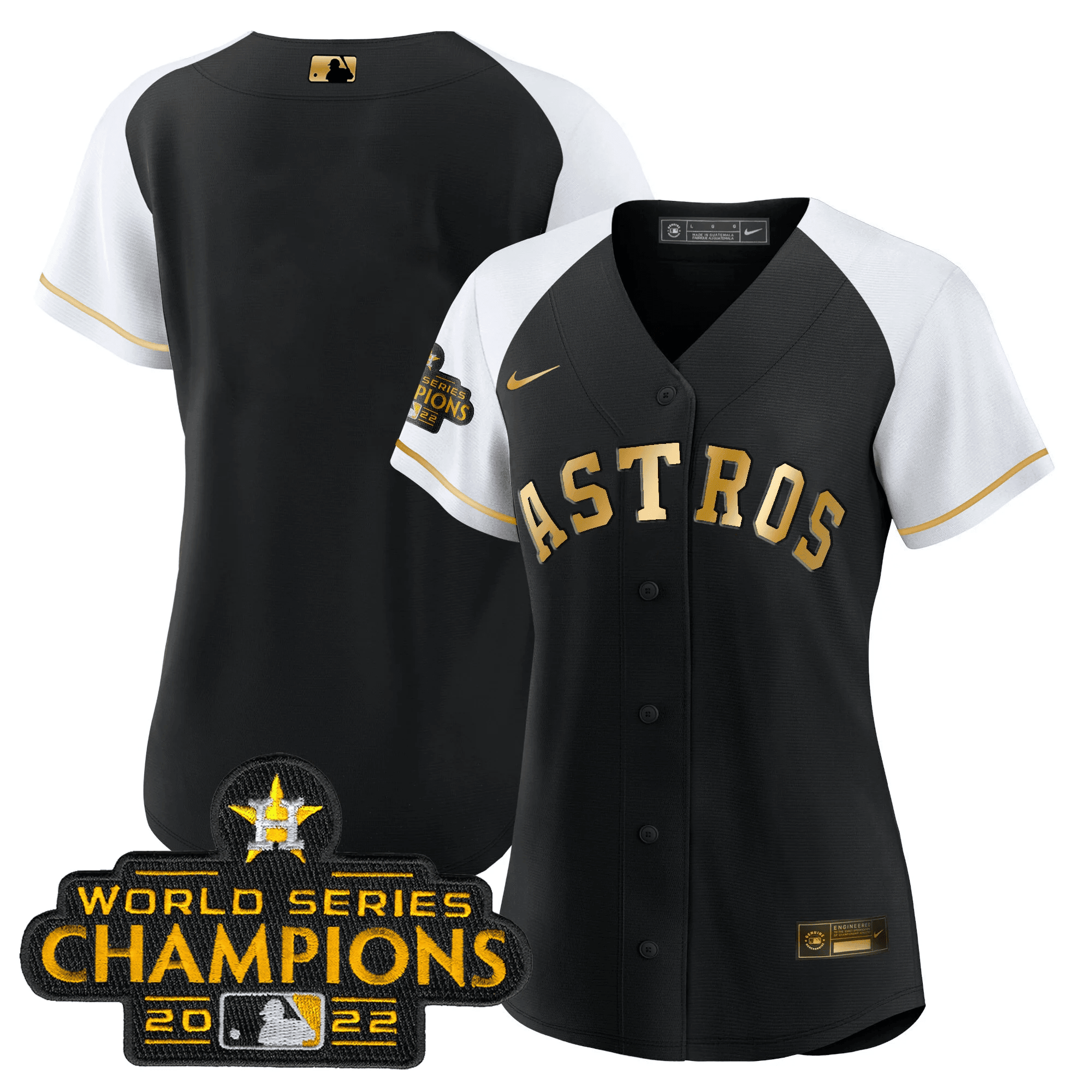 Team Women's Houston Astros 2023 Gold Alternate Baseball White Sleeves Jersey - All Stitched