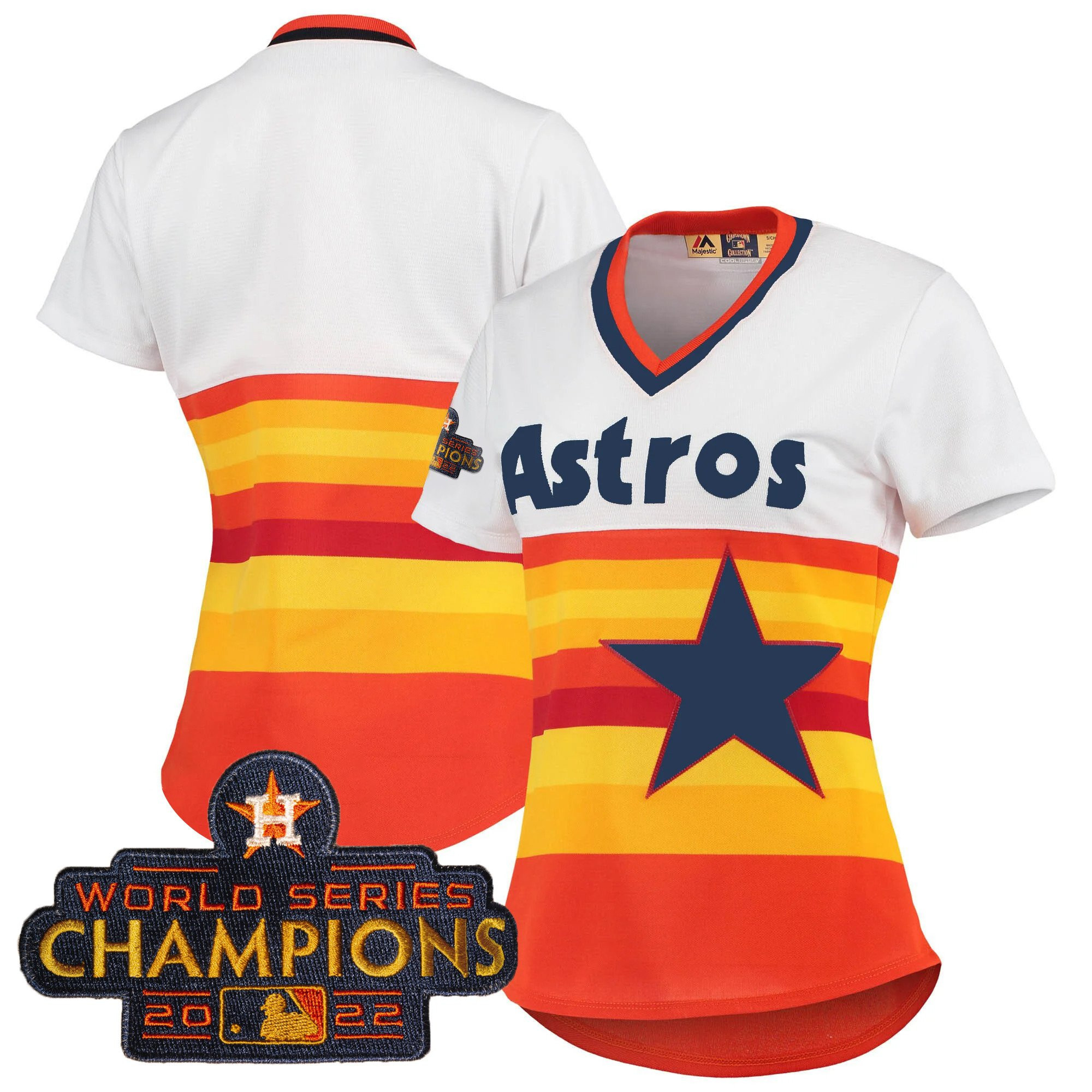 Team Women's Houston Astros 2023 Gold Rush Collection 1980's Throwback Jersey - All Stitched