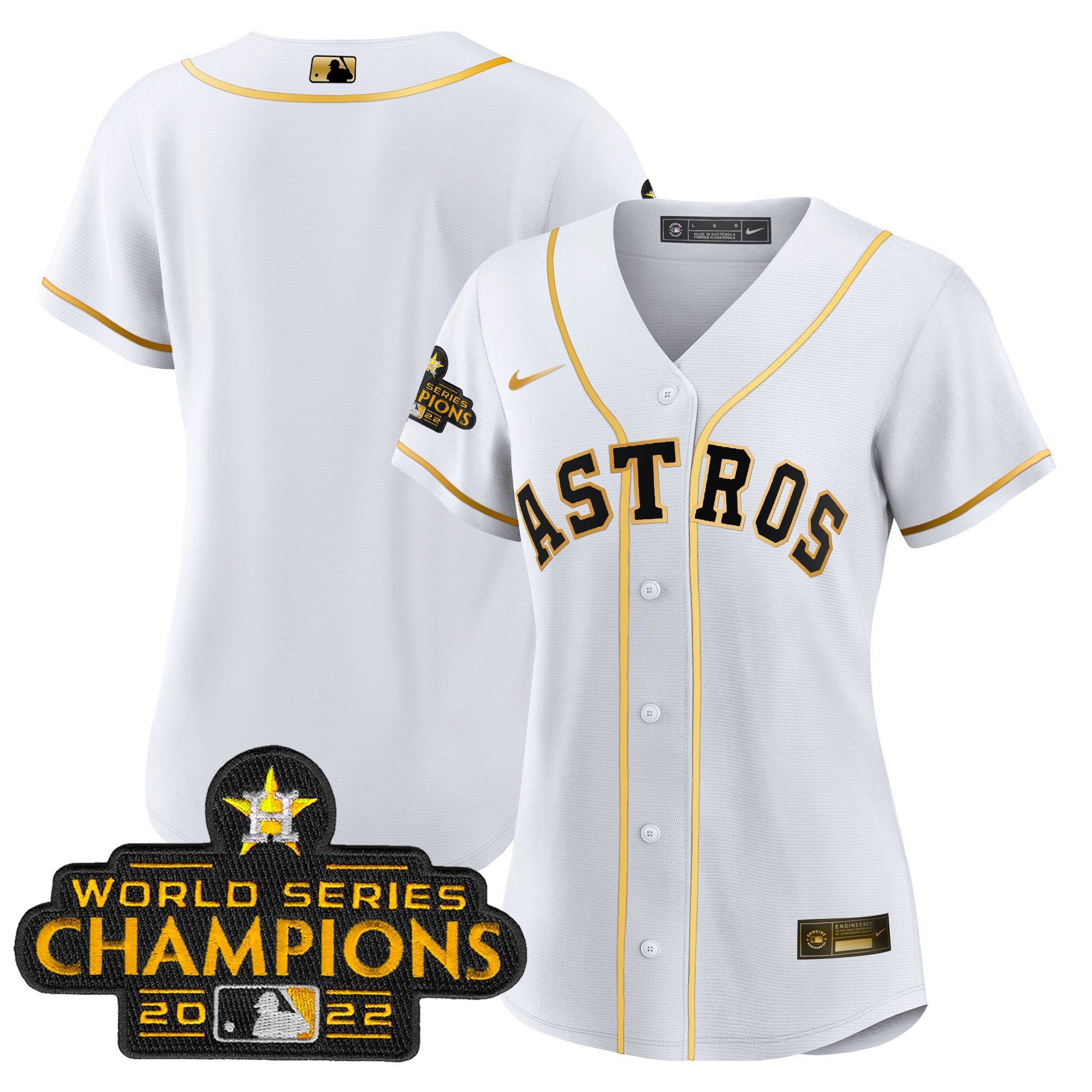 Team Women's Houston Astros 2023 Gold Rush Collection White Gold Jersey - All Stitched