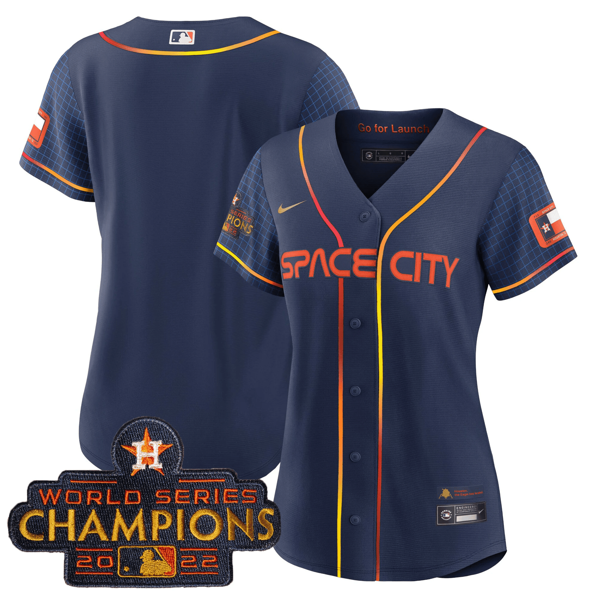 Team Women's Houston Astros 2023 Space City Champions Navy Jersey - All Stitched