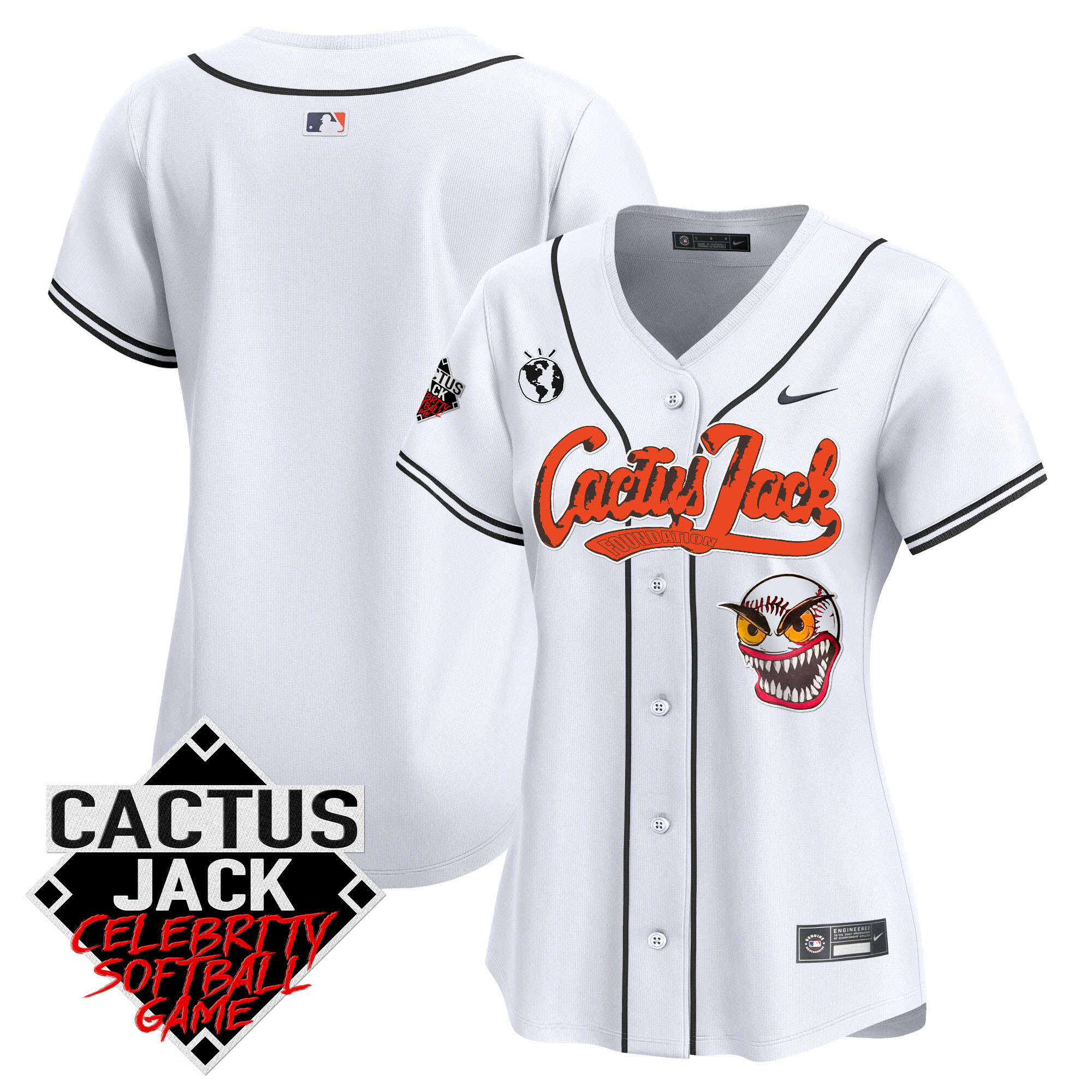 Team Women's Houston Astros Cactus Jack Celebrity Softball Game Patch Vapor Premier Limited White Jersey - All Stitched