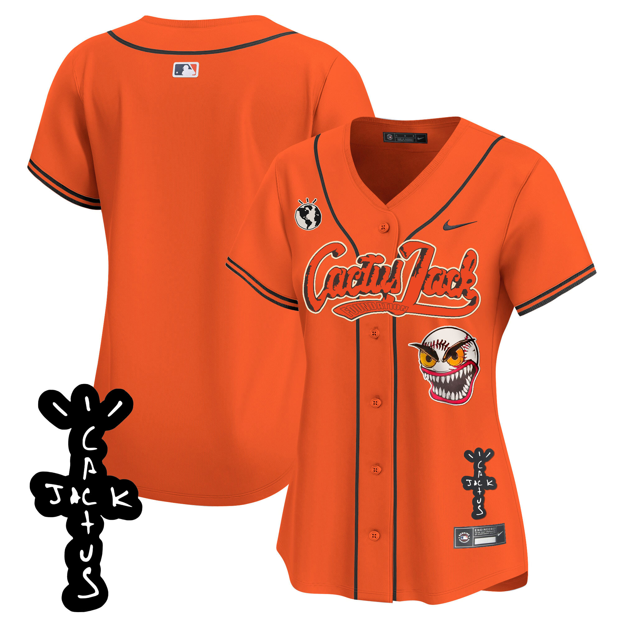 Team Women's Houston Astros Cactus Jack Patch Vapor Premier Limited Orange Jersey - All Stitched