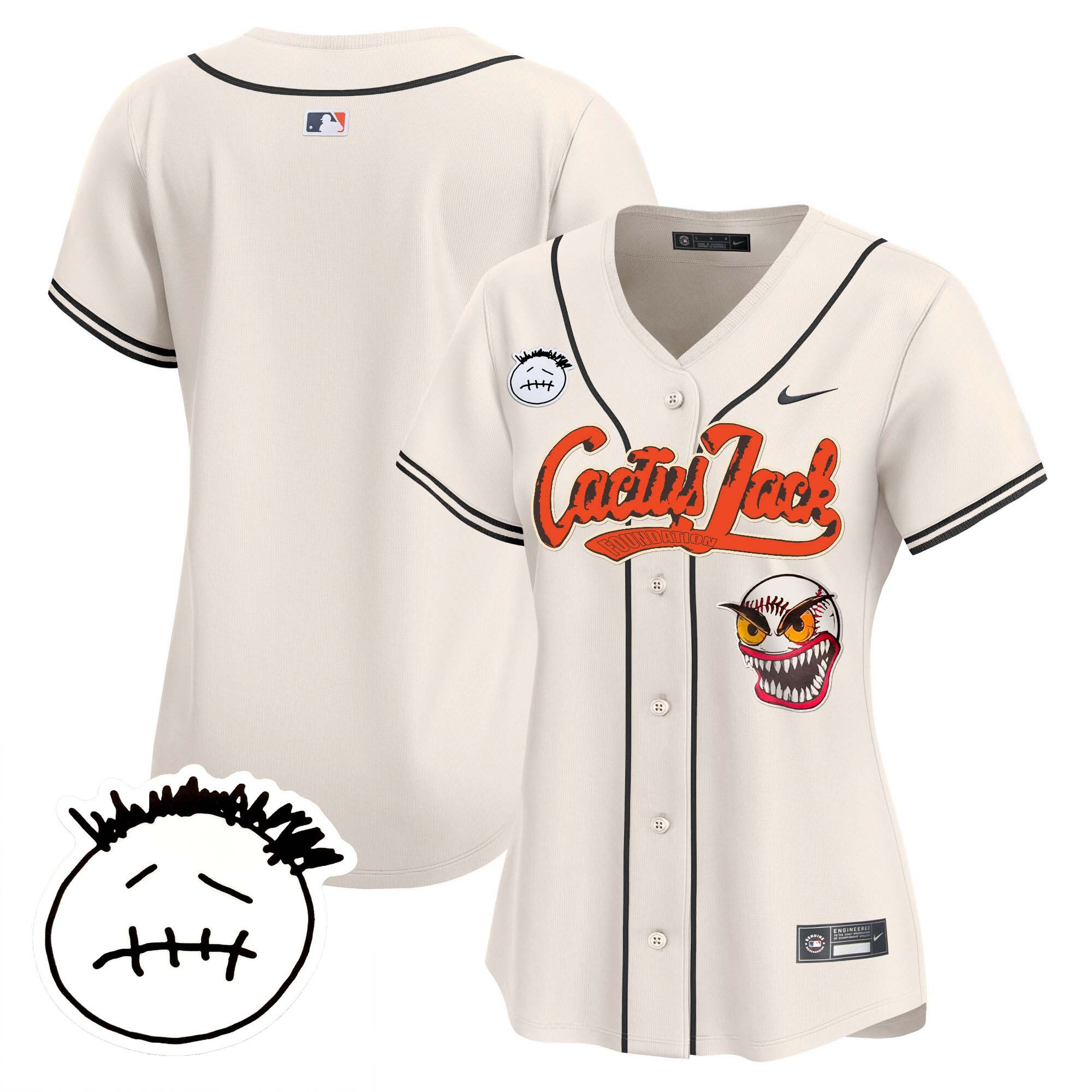 Team Women's Houston Astros Cactus Jack Patch Vapor Premier Limited V3 Cream Jersey - All Stitched