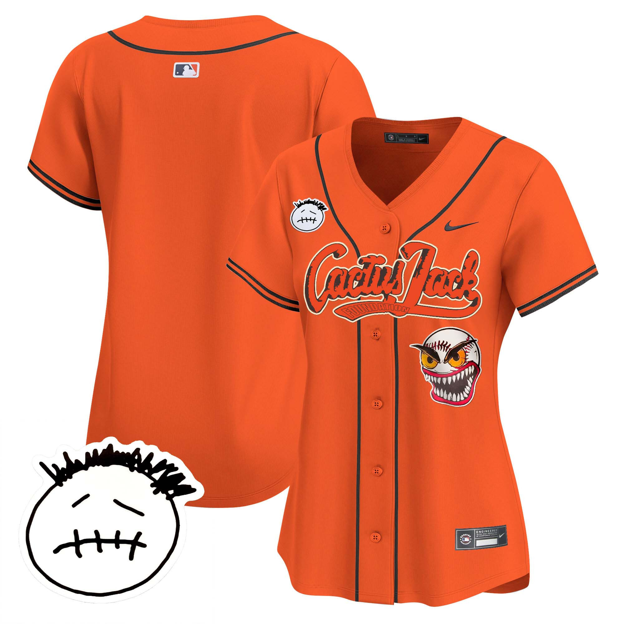 Team Women's Houston Astros Cactus Jack Patch Vapor Premier Limited V3 Orange Jersey - All Stitched