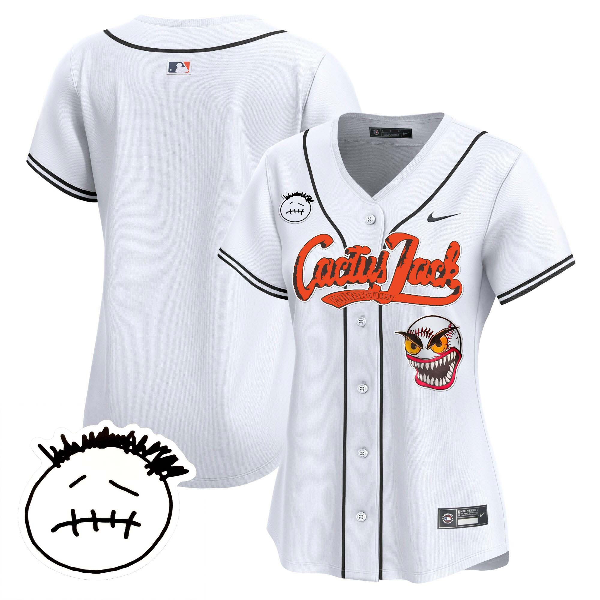 Team Women's Houston Astros Cactus Jack Patch Vapor Premier Limited V3 White Jersey - All Stitched
