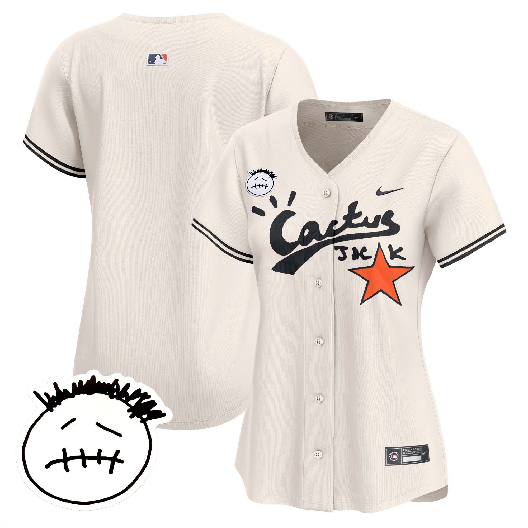 Team Women's Houston Astros Cactus Jack Patch Vapor Premier Limited V4 Cream Jersey - All Stitched