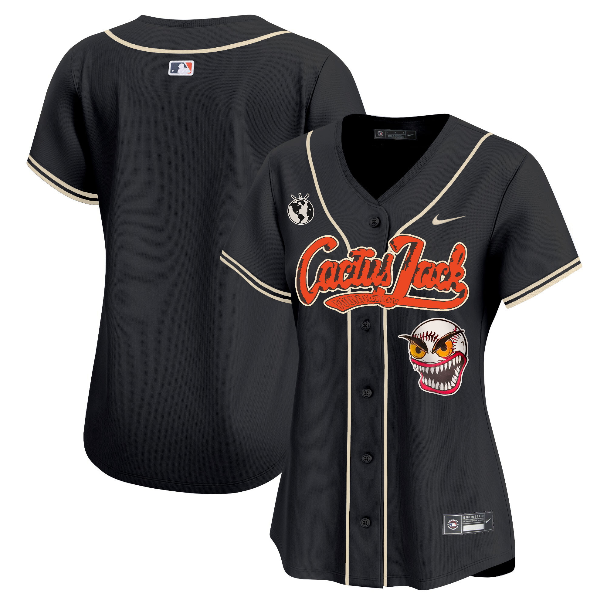 Team Women's Houston Astros Cactus Jack Vapor Premier Limited Black Jersey - All Stitched