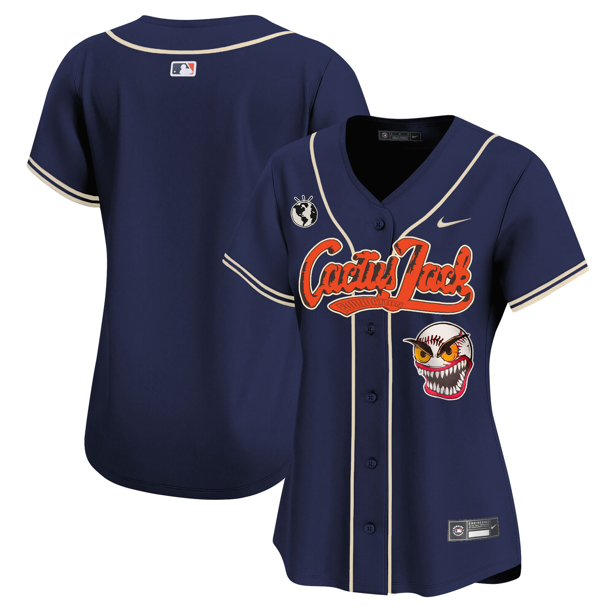 Team Women's Houston Astros Cactus Jack Vapor Premier Limited Navy Jersey - All Stitched