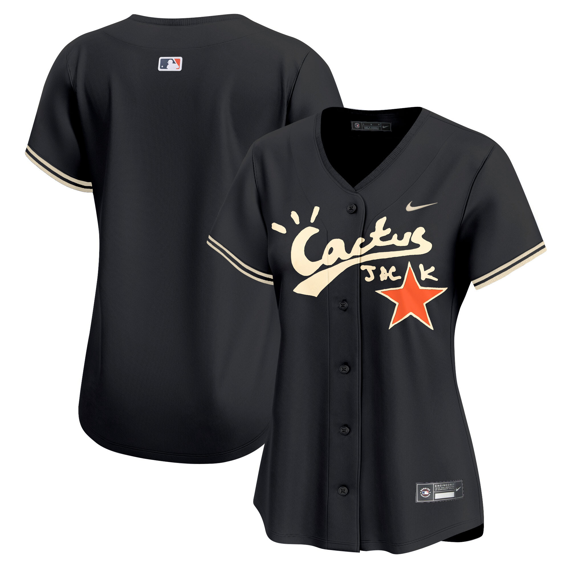 Team Women's Houston Astros Cactus Jack Vapor Premier Limited V2 Black Jersey - All Stitched