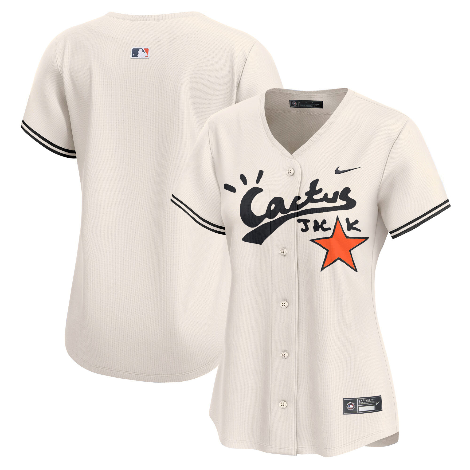 Team Women's Houston Astros Cactus Jack Vapor Premier Limited V2 Cream Jersey - All Stitched
