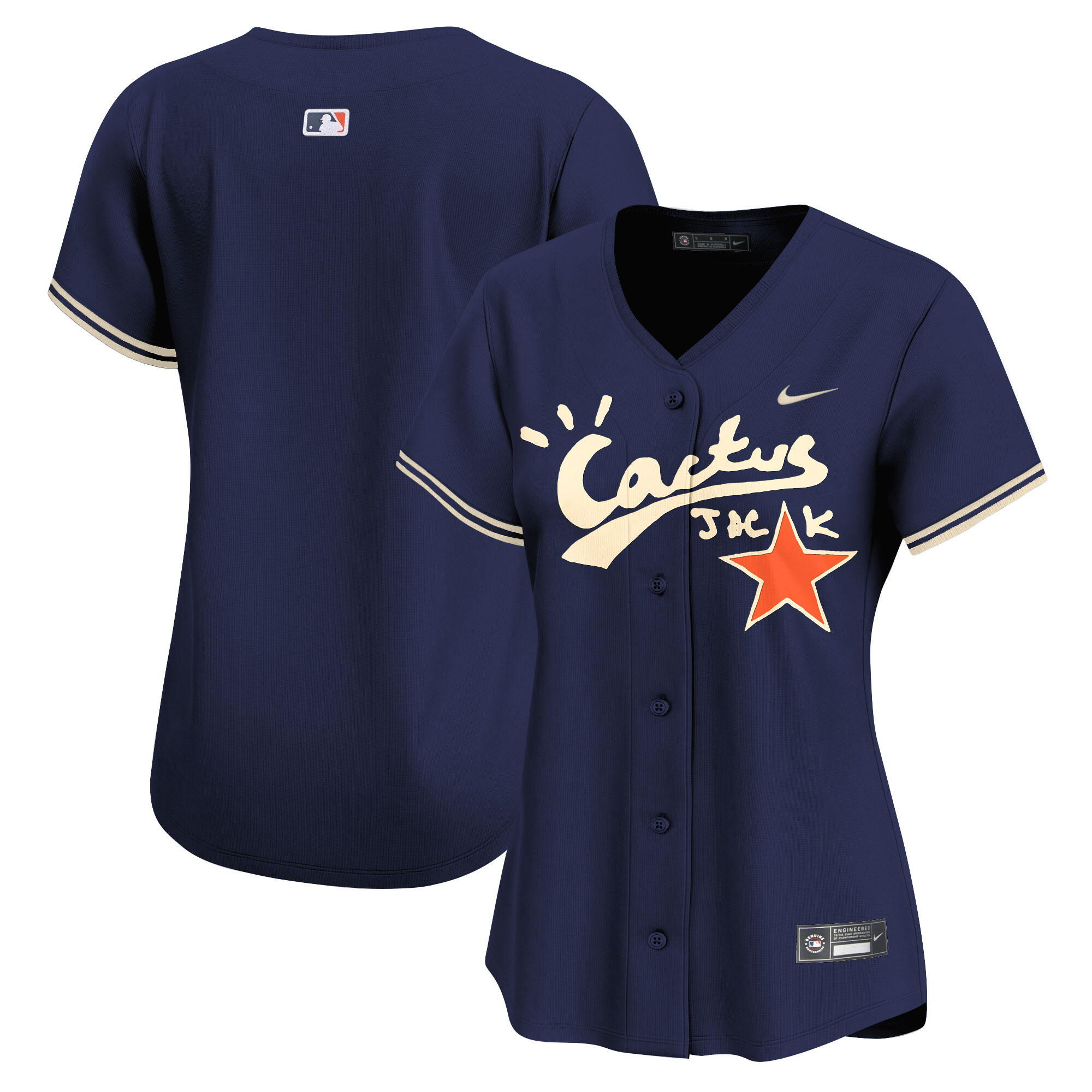 Team Women's Houston Astros Cactus Jack Vapor Premier Limited V2 Navy Jersey - All Stitched