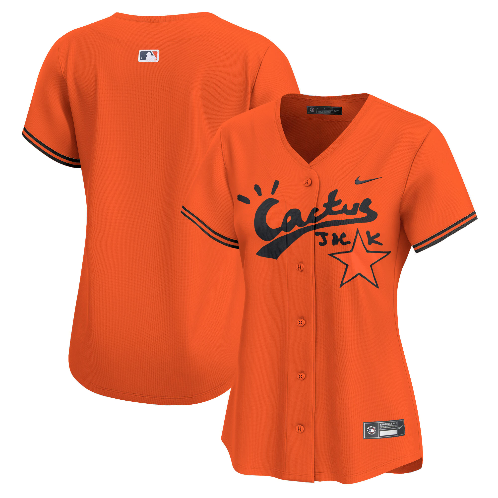 Team Women's Houston Astros Cactus Jack Vapor Premier Limited V2 Orange Jersey - All Stitched