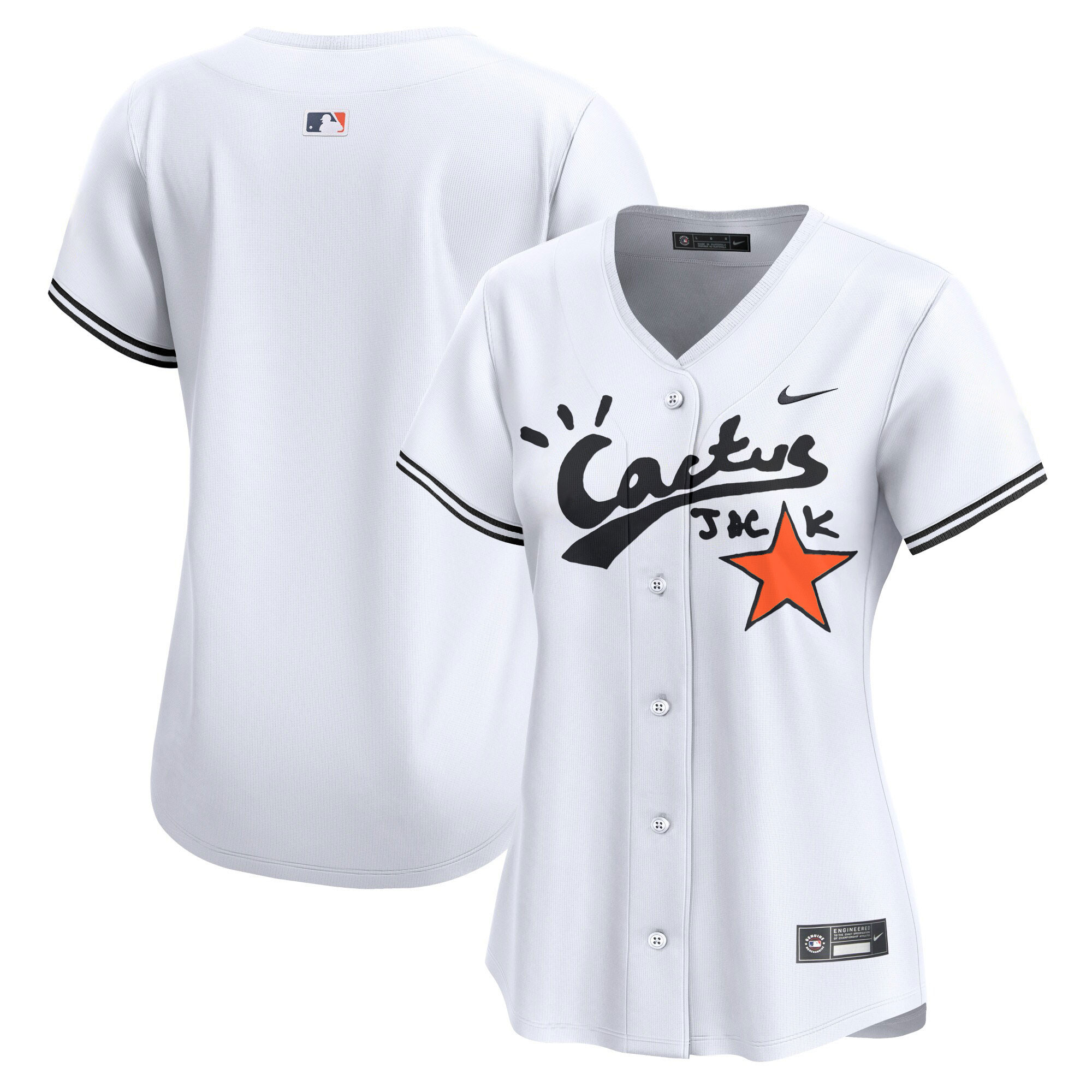 Team Women's Houston Astros Cactus Jack Vapor Premier Limited V2 White Jersey - All Stitched