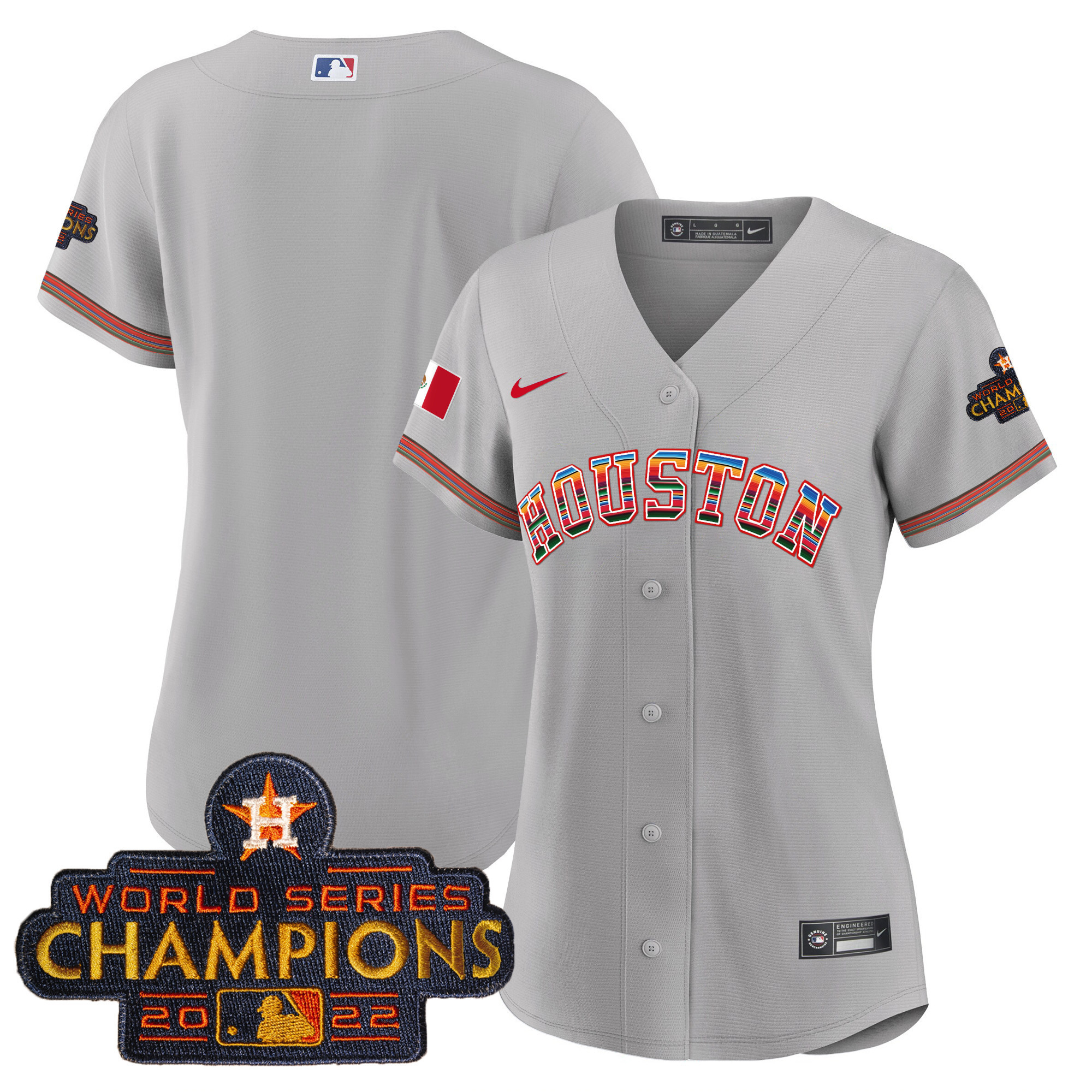 Team Women's Houston Astros Mexico Baseball Limited V2 Gray Jersey - All Stitched