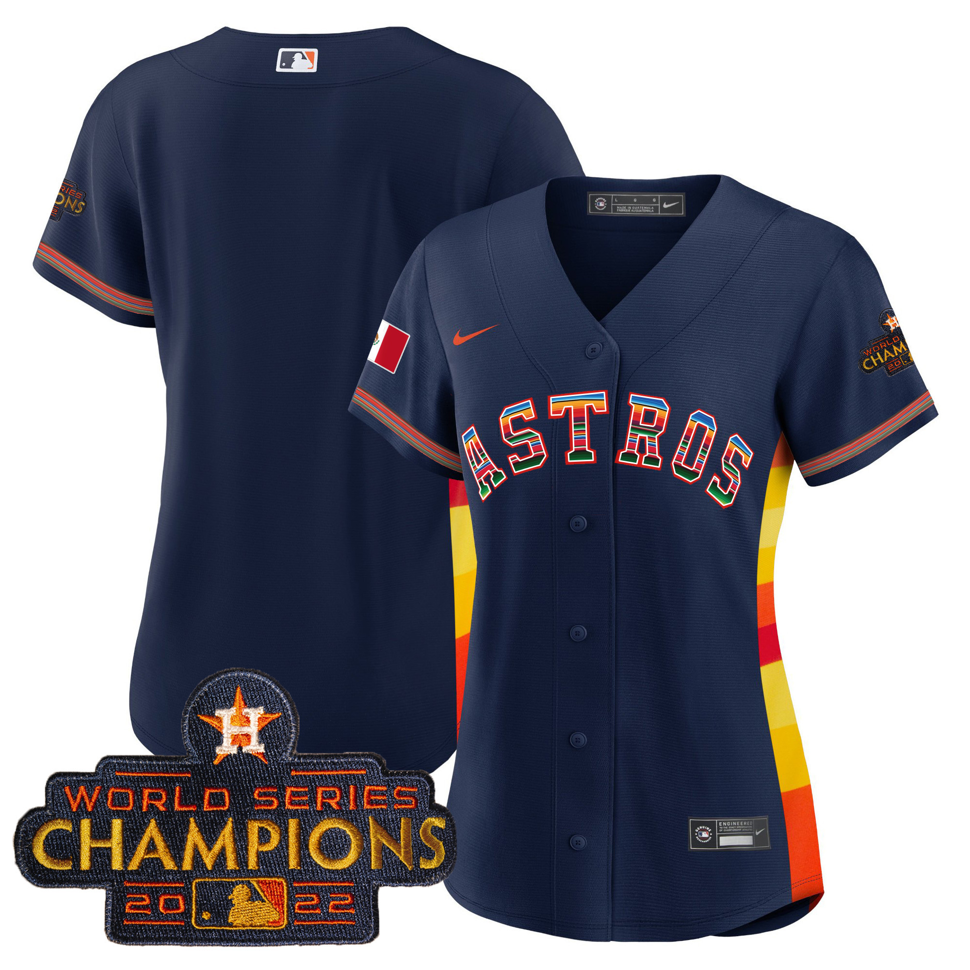 Team Women's Houston Astros Mexico Baseball Limited V2 Navy Alternate Jersey - All Stitched