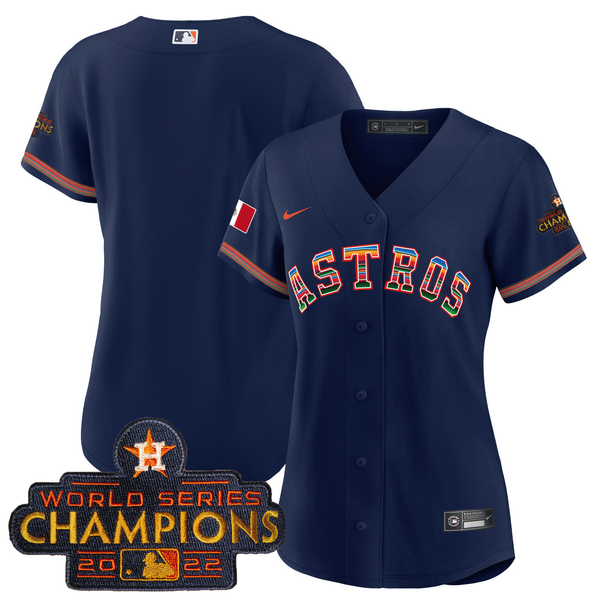 Team Women's Houston Astros Mexico Baseball Limited V2 Navy Jersey - All Stitched