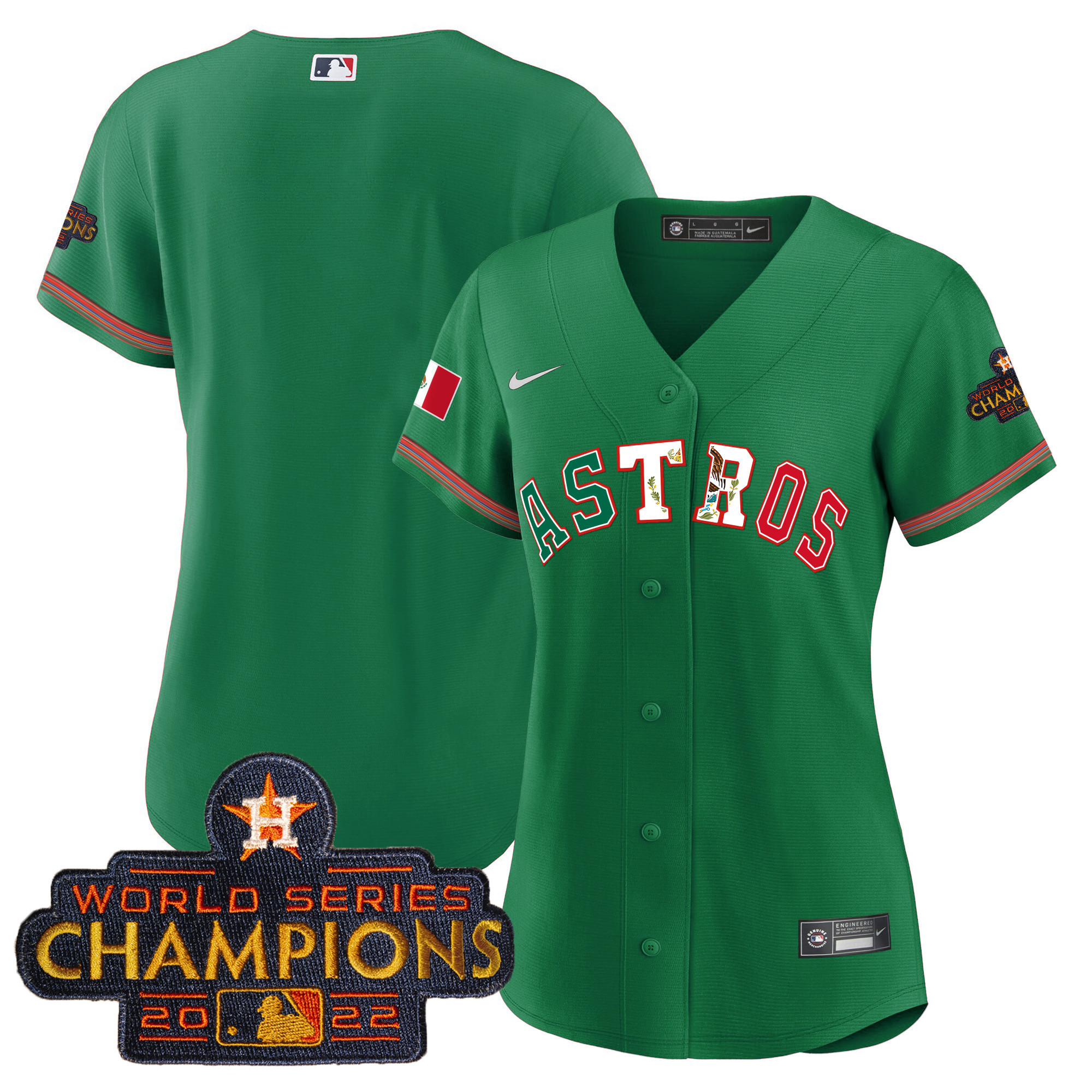 Team Women's Houston Astros Mexico Baseball Limited V3 Green Jersey - All Stitched