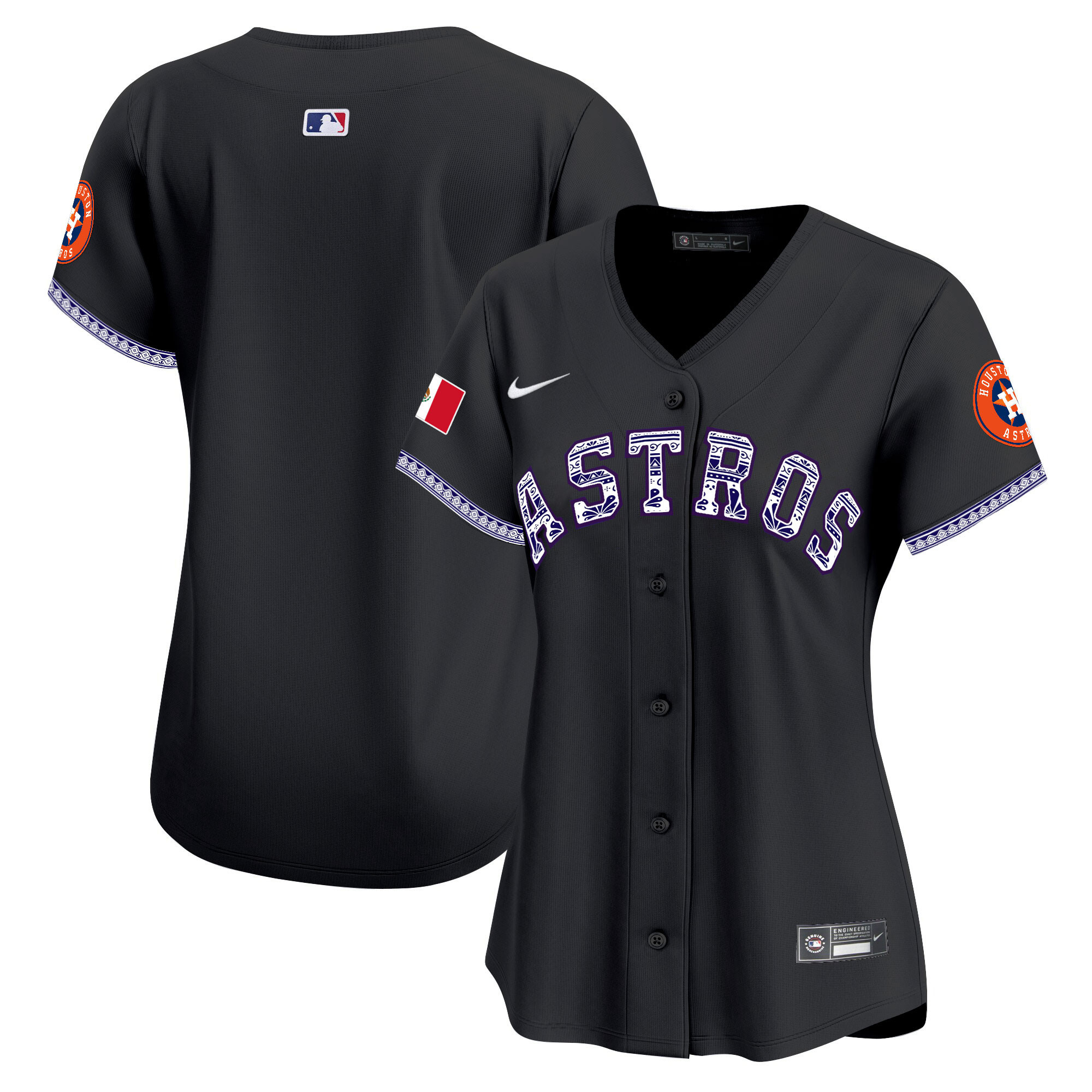 Team Women's Houston Astros Mexico Vapor Premier Limited V2 Black Jersey - All Stitched