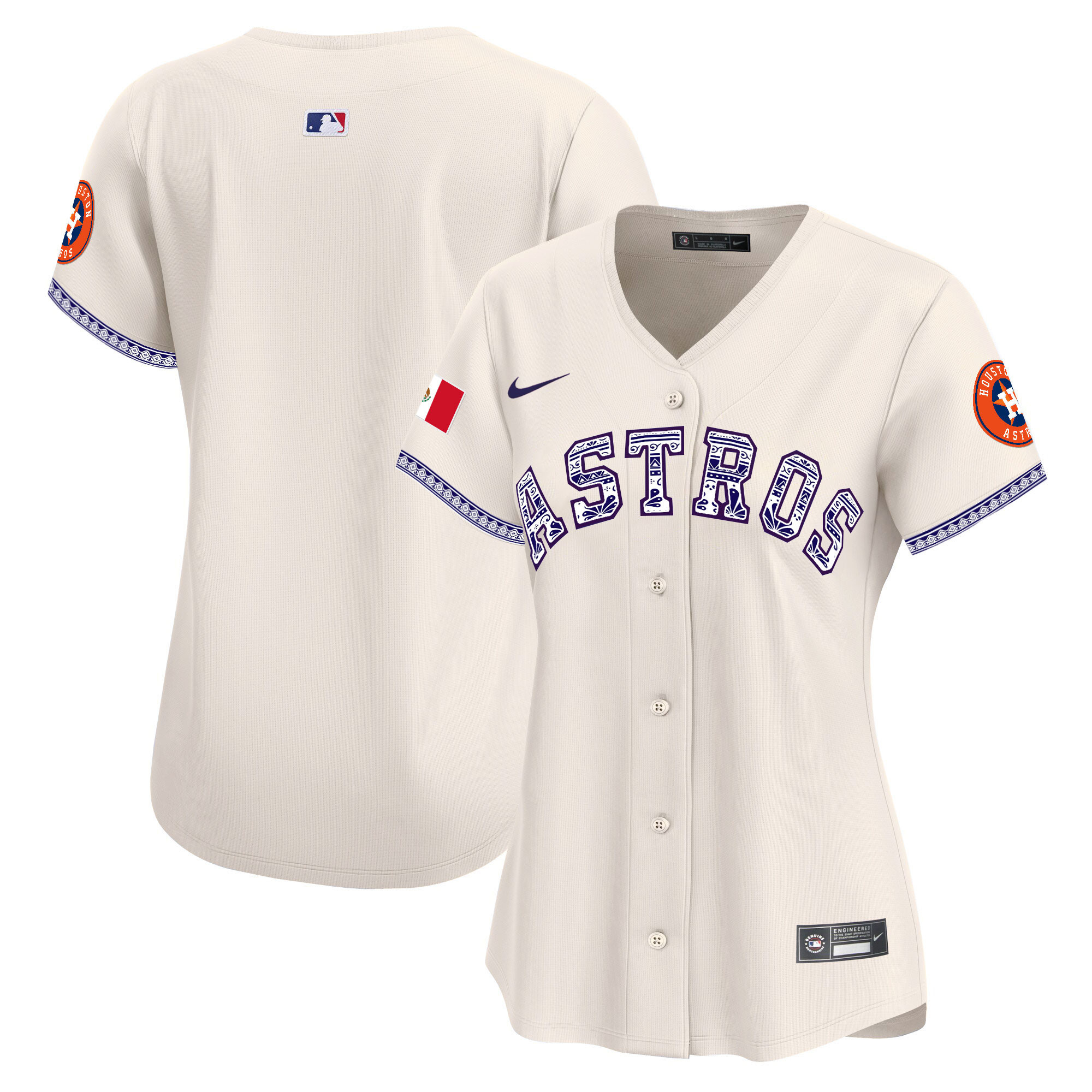 Team Women's Houston Astros Mexico Vapor Premier Limited V2 Cream Jersey - All Stitched