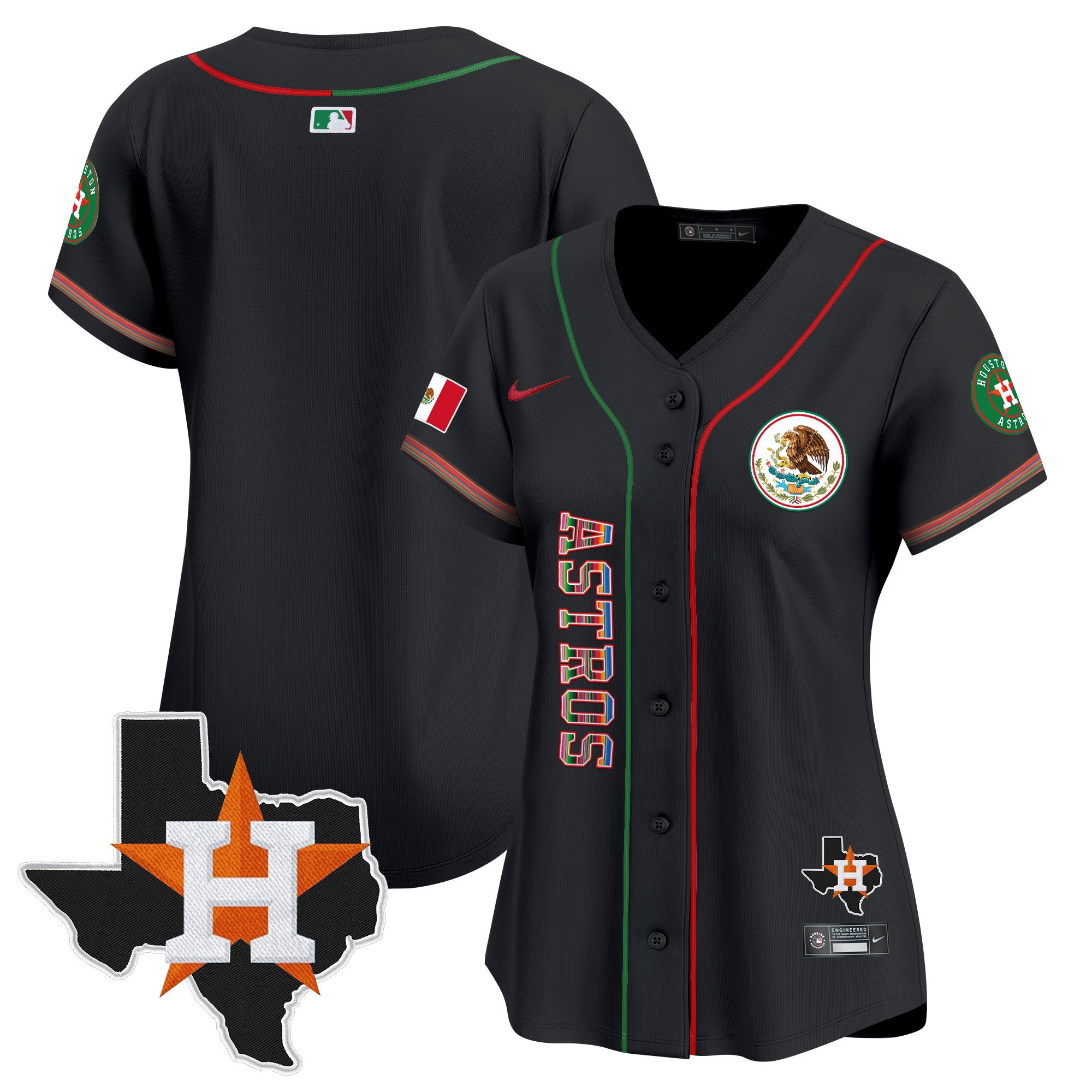 Team Women's Houston Astros Mexico Vapor Premier Limited V4 Black Jersey - All Stitched