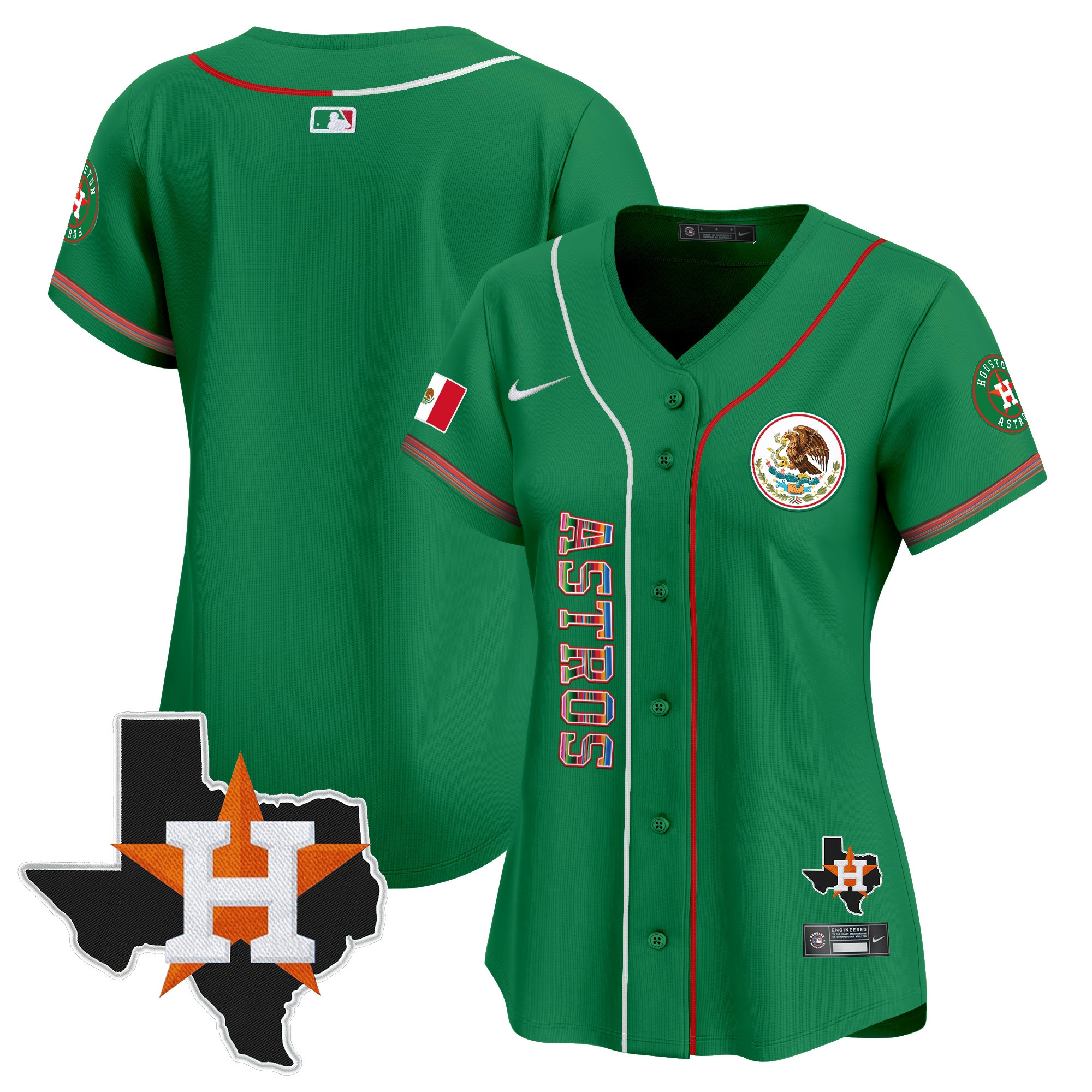Team Women's Houston Astros Mexico Vapor Premier Limited V4 Green Jersey - All Stitched