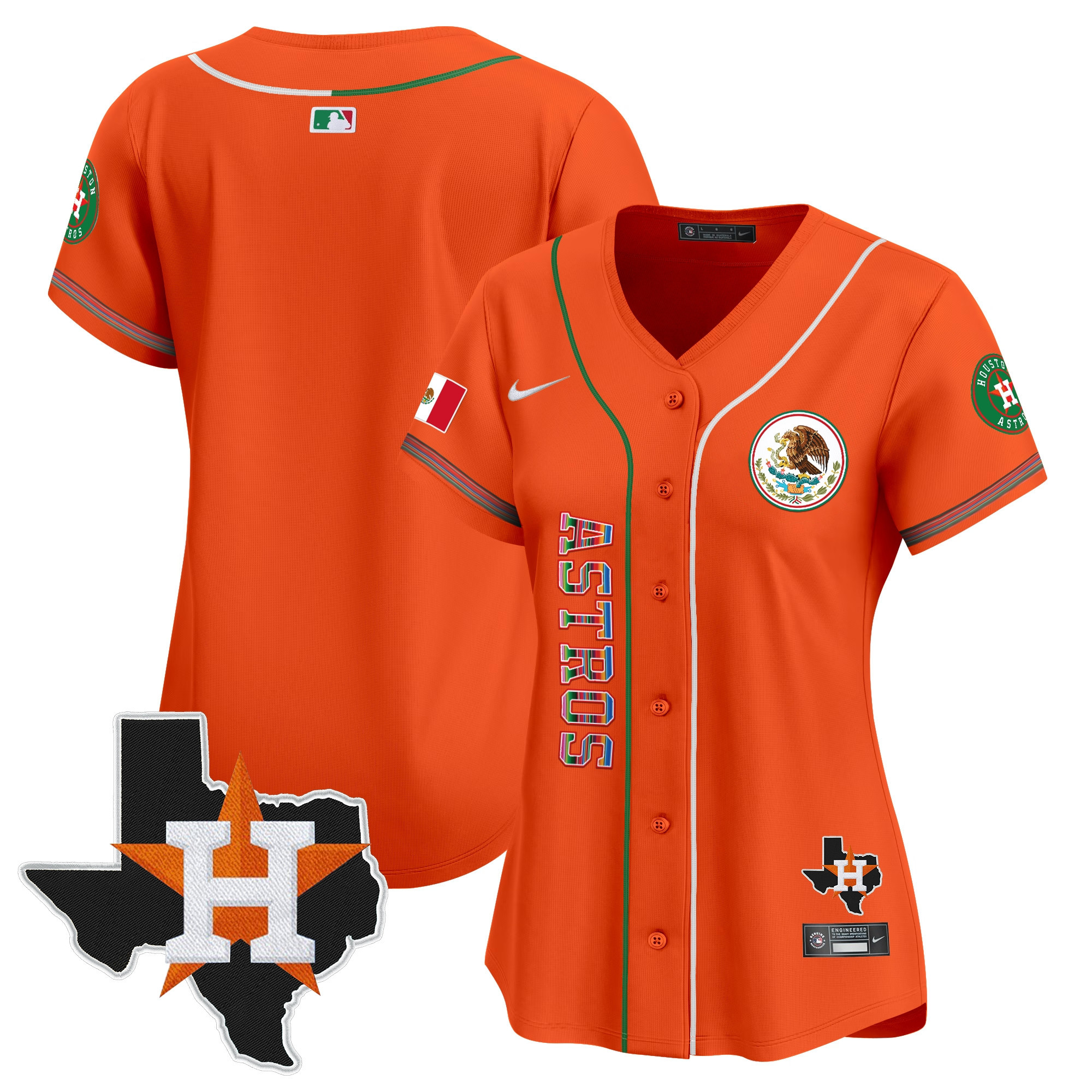 Team Women's Houston Astros Mexico Vapor Premier Limited V4 Orange Jersey - All Stitched