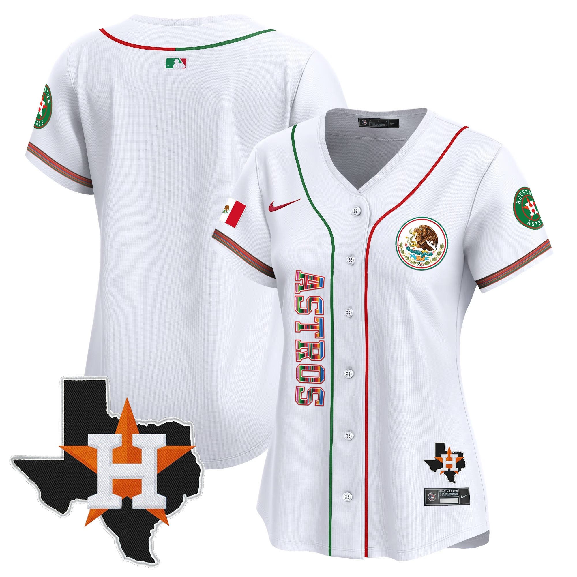 Team Women's Houston Astros Mexico Vapor Premier Limited V4 White Jersey - All Stitched