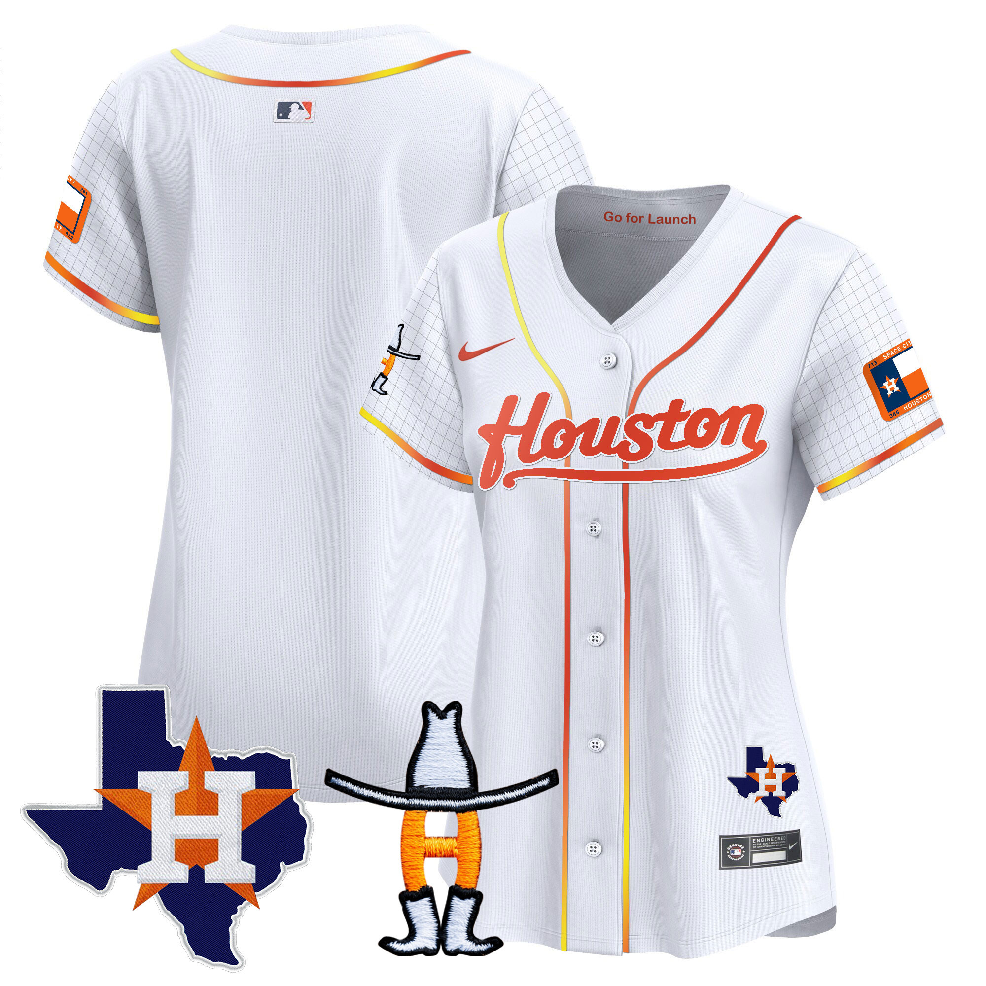 Team Women's Houston Astros Space City Houston Rodeo Patch Vapor Premier Limited White Jersey - All Stitched