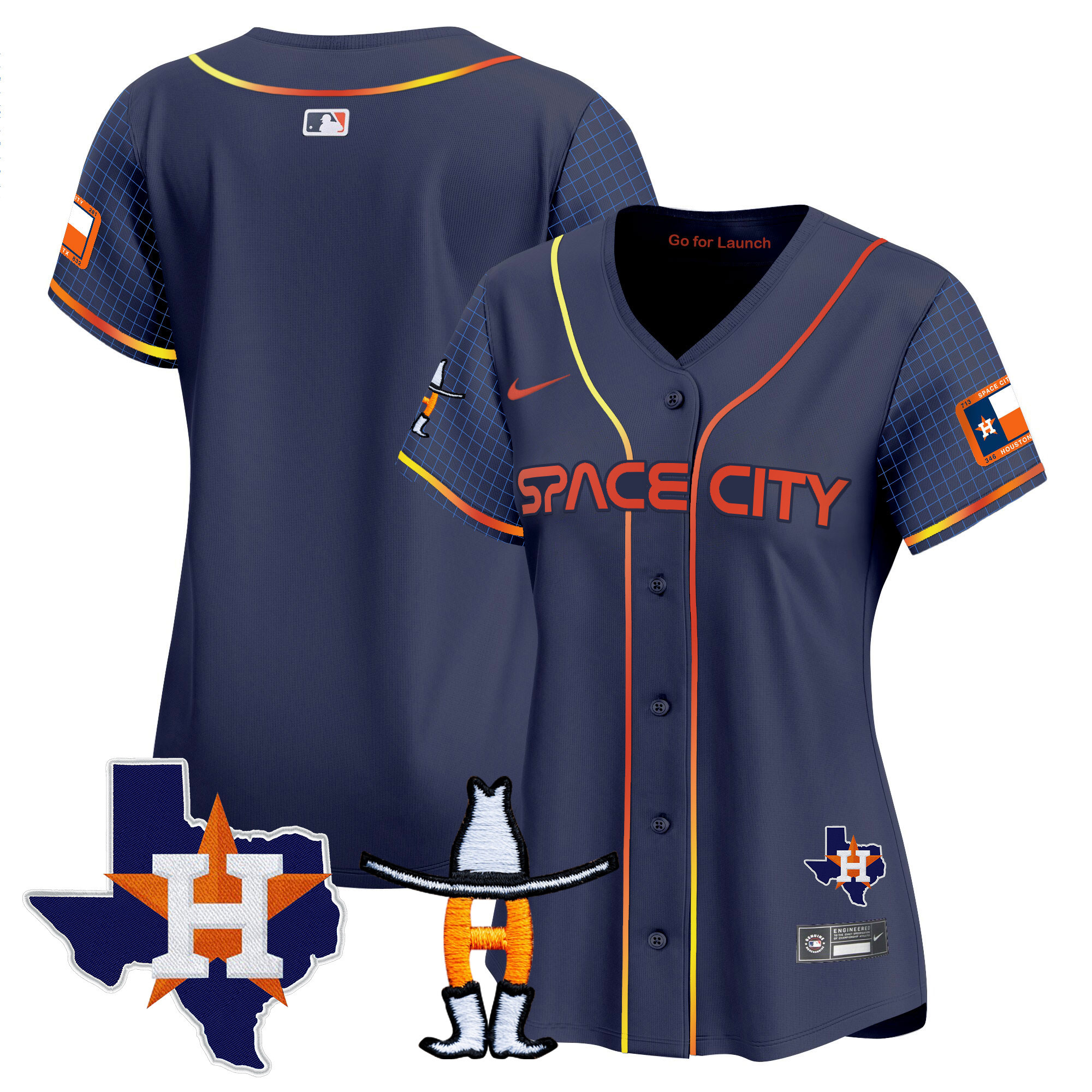 Team Women's Houston Astros Space City Texas Patch Vapor Premier Limited Navy Jersey - All Stitched
