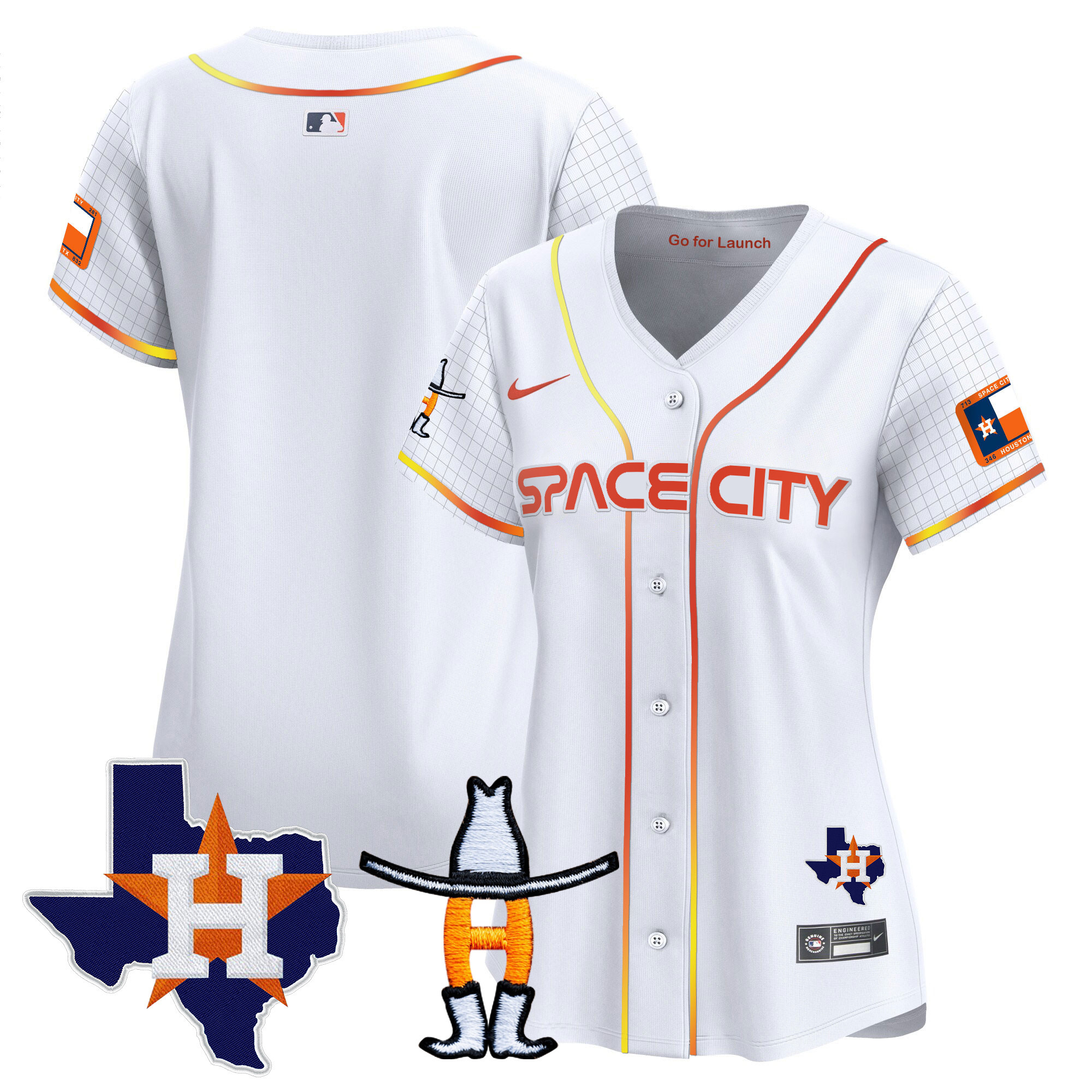 Team Women's Houston Astros Space City Texas Patch Vapor Premier Limited White Jersey - All Stitched