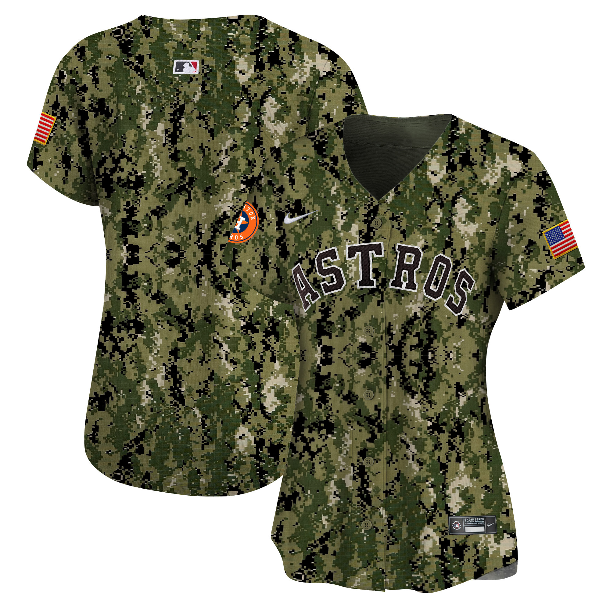 Team Women's Houston Astros USMC Alternate Vapor Premier Limited Woodland Jersey - All Stitched