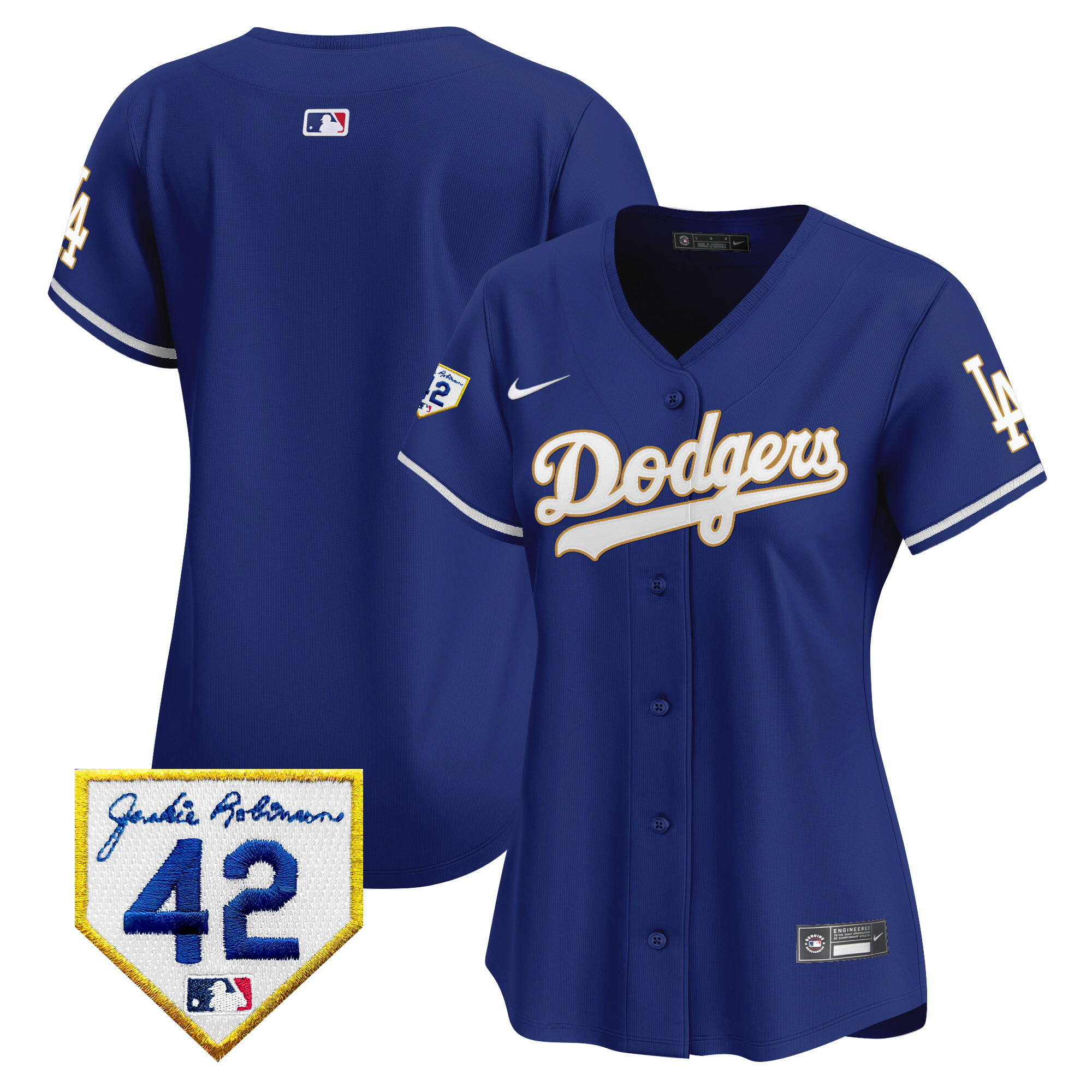 Team Women's Los Angeles Dodgers 2024 Jackie Robinson Patch Vapor Premier Limited Royal Jersey - All Stitched