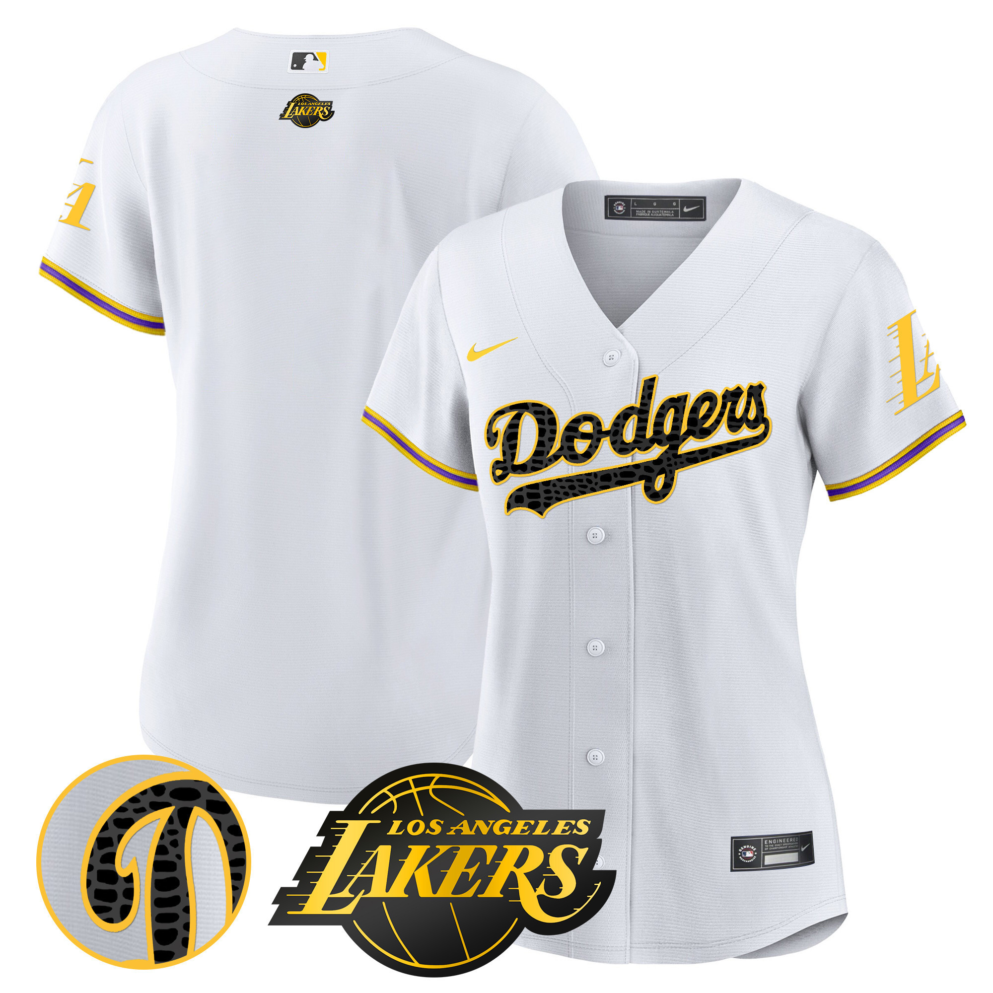 Team Women's Los Angeles Dodgers Cool Base Mamba White Jersey - All Stitched