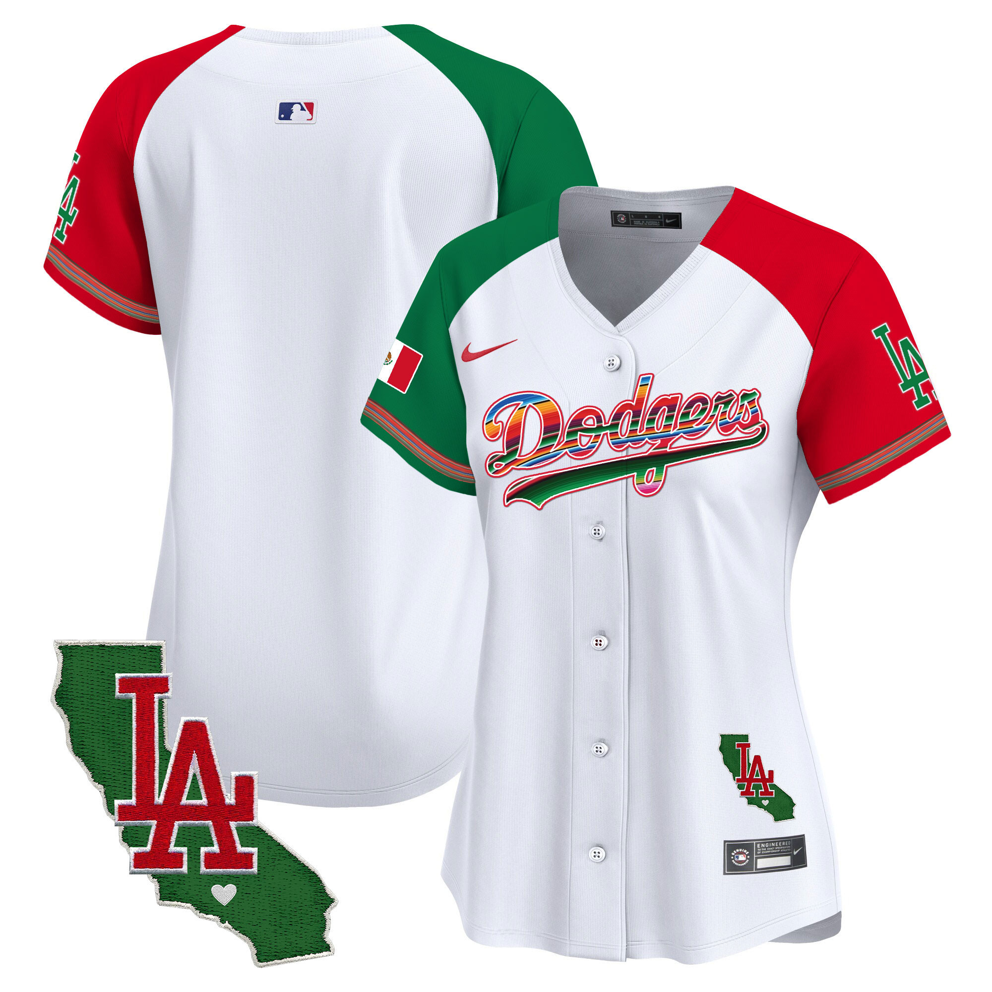 Team Women's Los Angeles Dodgers Mexico California Patch Vapor Premier Limited V2 Alternate Jersey - All Stitched