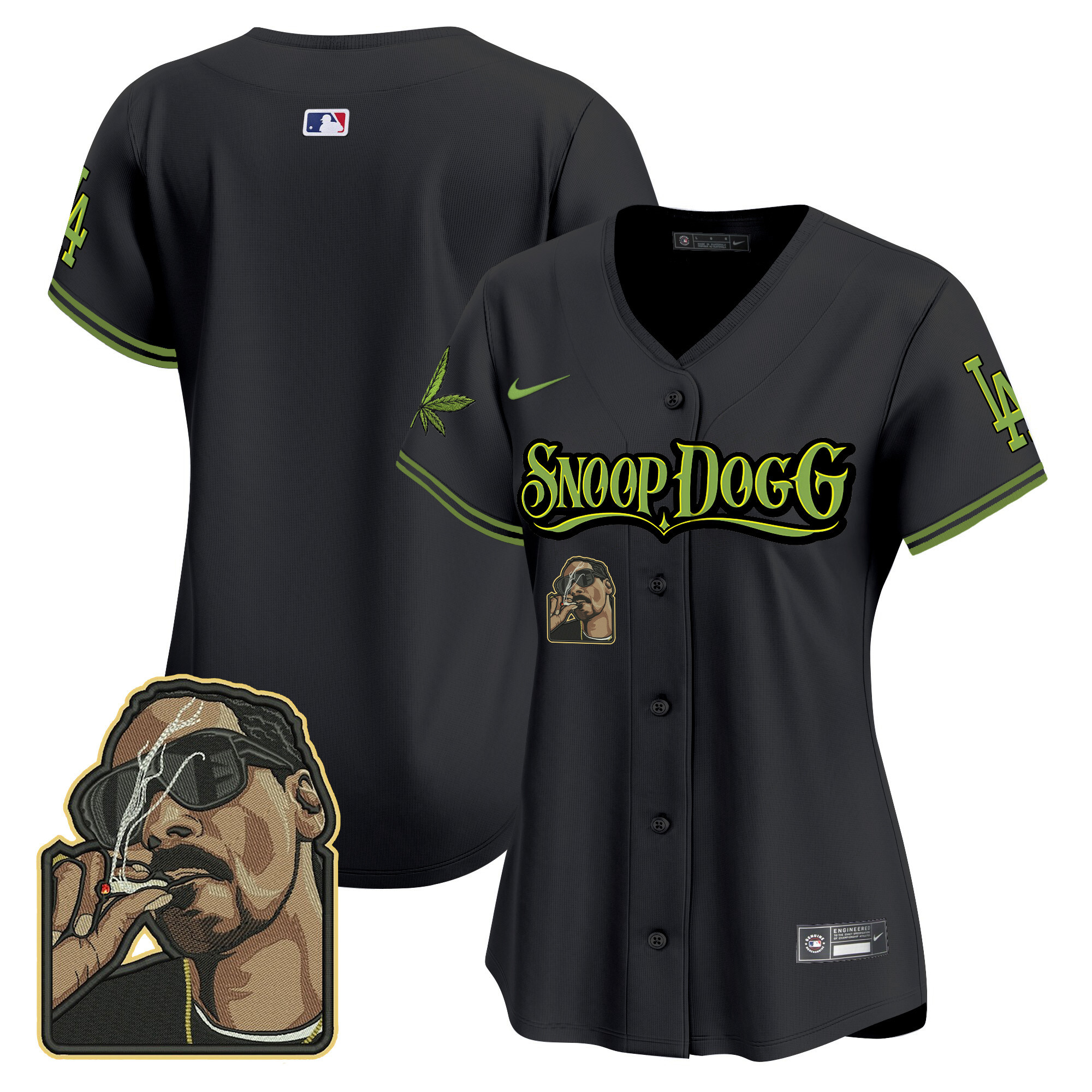 Team Women's Los Angeles Dodgers Snoop Dogg Vapor Premier Limited Black Jersey - All Stitched