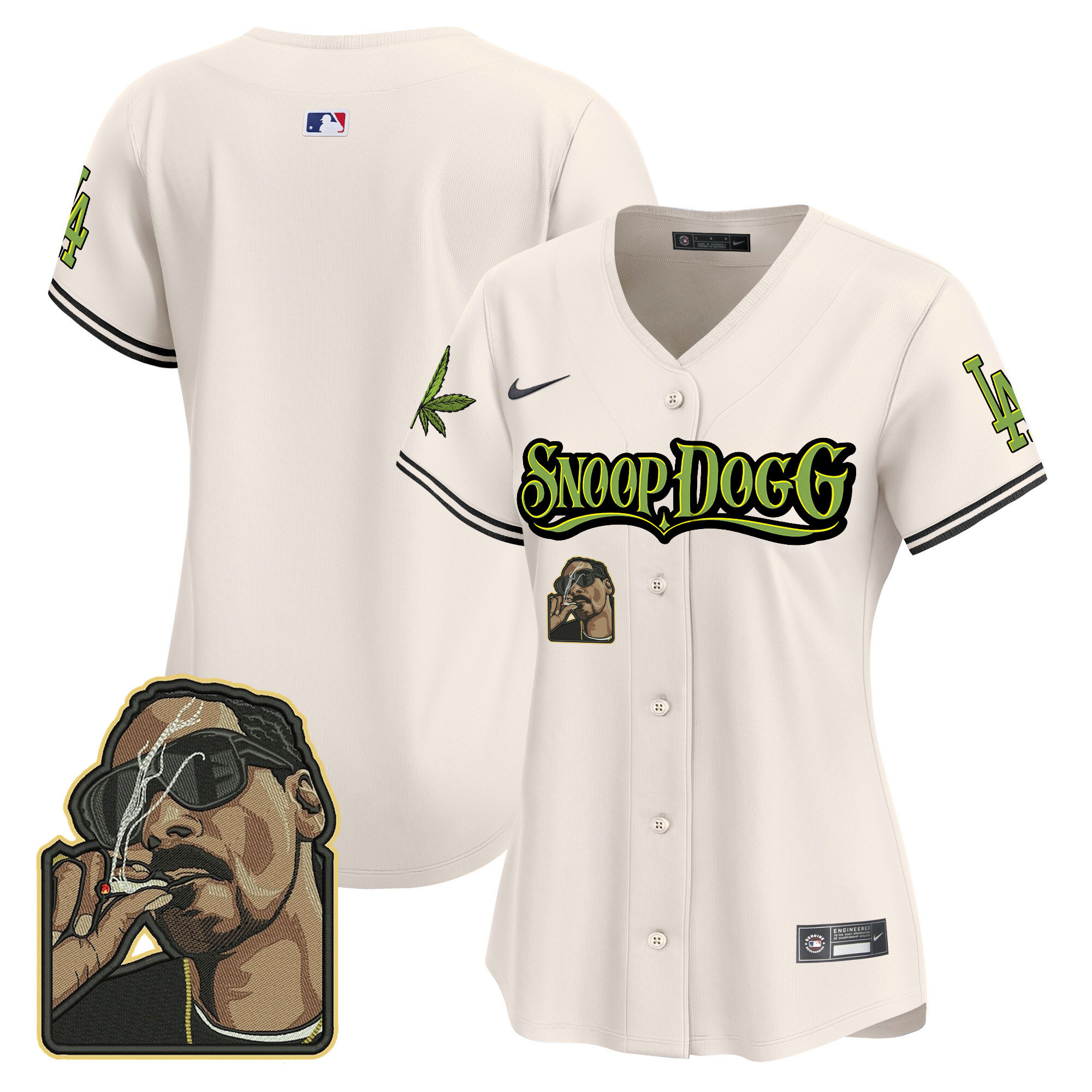 Team Women's Los Angeles Dodgers Snoop Dogg Vapor Premier Limited Cream Jersey - All Stitched
