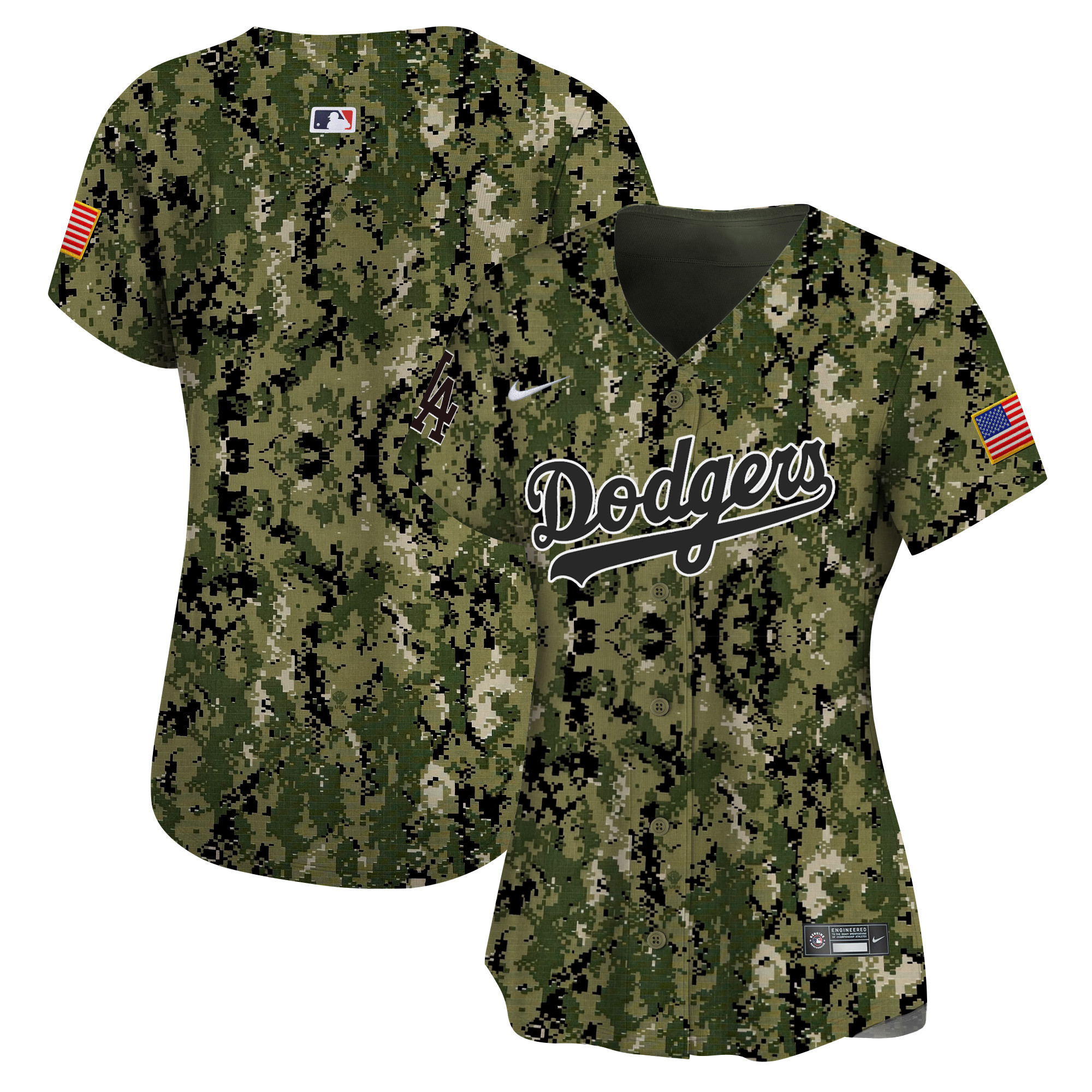 Team Women's Los Angeles Dodgers USMC Alternate Vapor Premier Limited Woodland Jersey - All Stitched