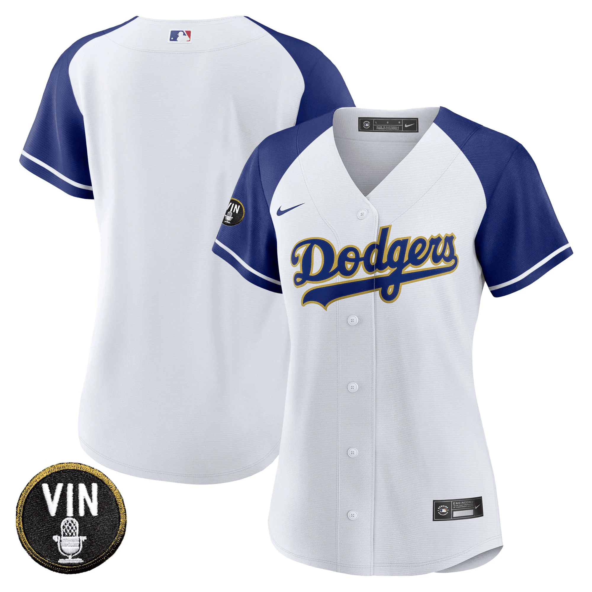 Team Women's Los Angeles Dodgers Vin Scully Patch Gold Trim Alternate White Jersey - All Stitched