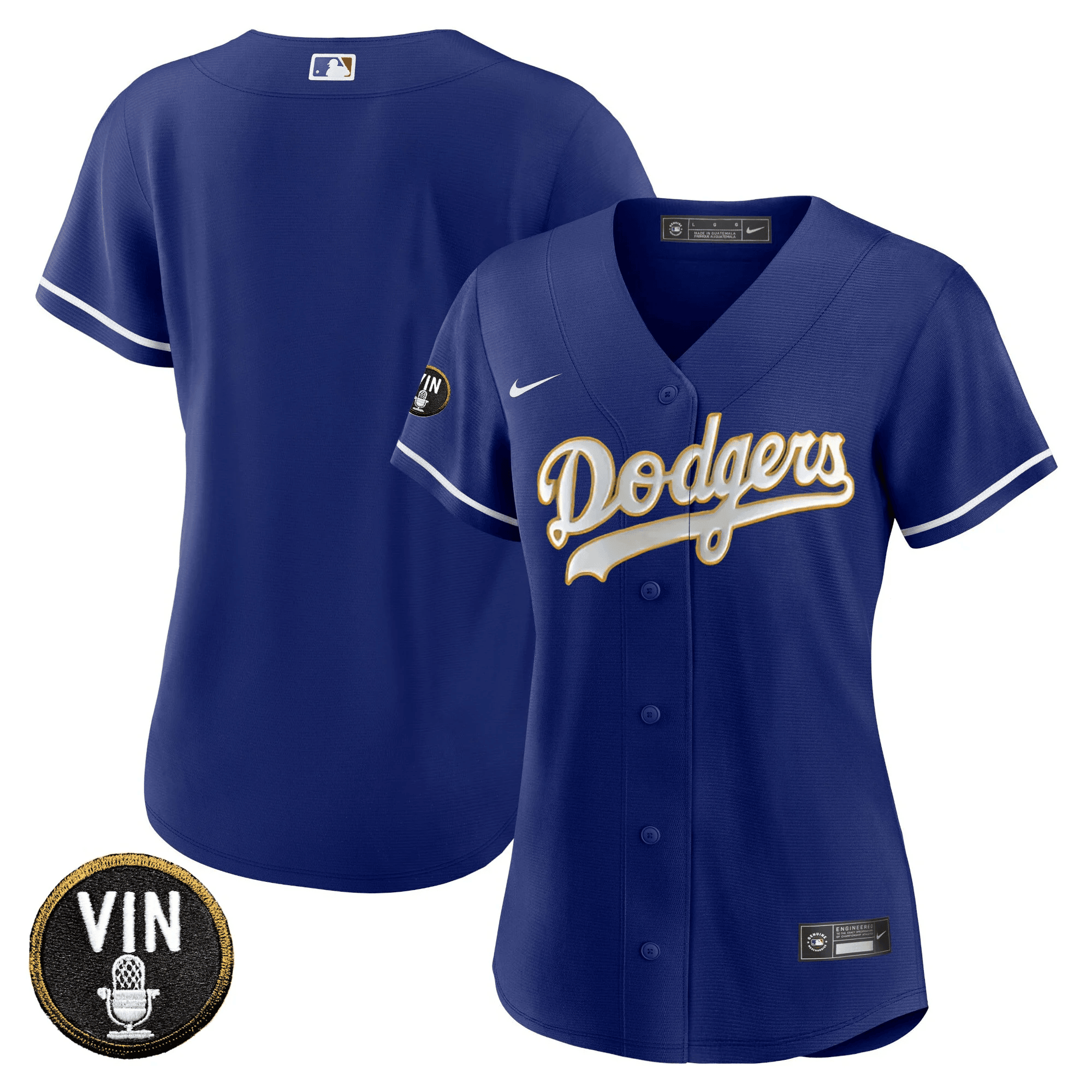 Team Women's Los Angeles Dodgers Vin Scully Patch Gold Trim Royal Jersey - All Stitched