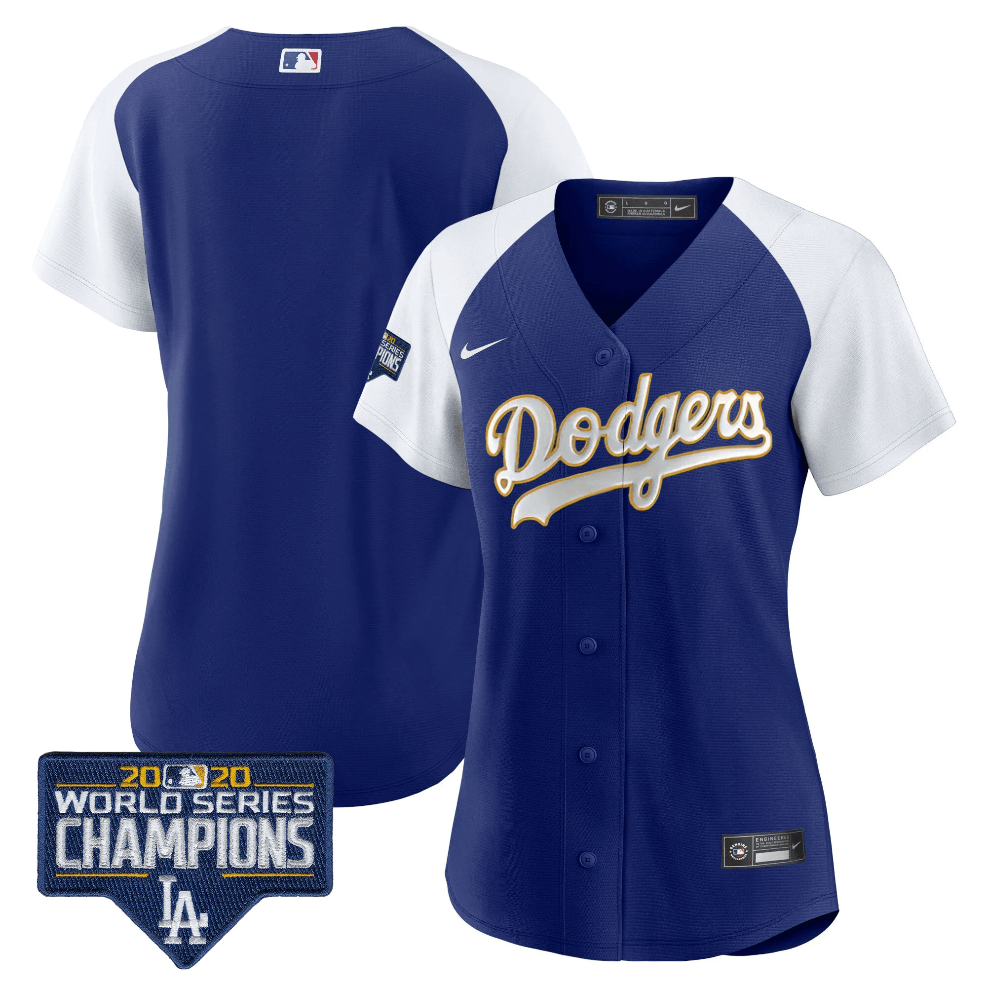 Team Women's Los Angeles Dodgers World Series Champions Patch Gold Trim Alternate Royal Jersey - All Stitched