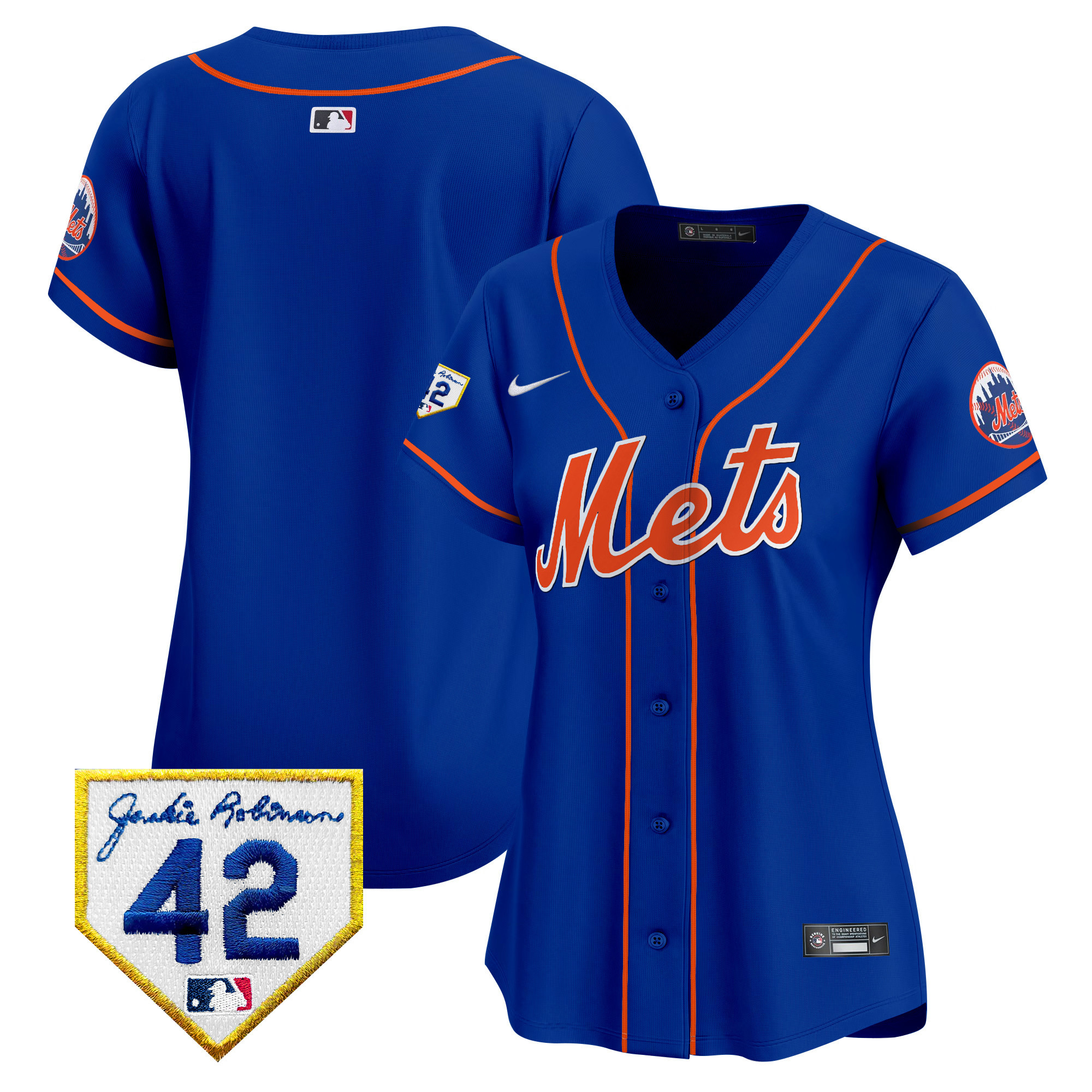 Team Women's New York Mets 2024 Jackie Robinson Patch Vapor Premier Limited Royal Jersey - All Stitched