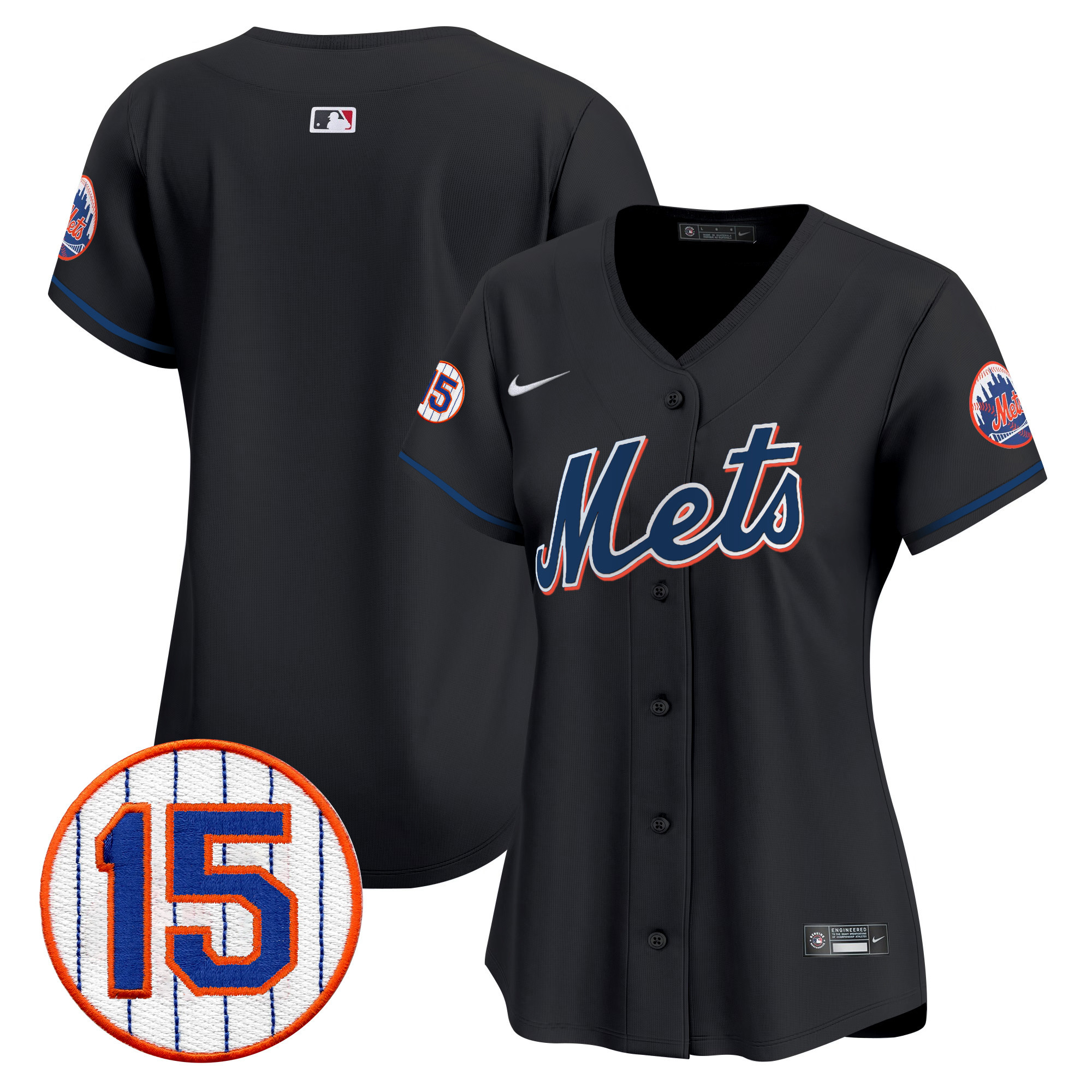 Team Women's New York Mets Jerry Grote Patch Vapor Premier Limited Black Jersey - All Stitched