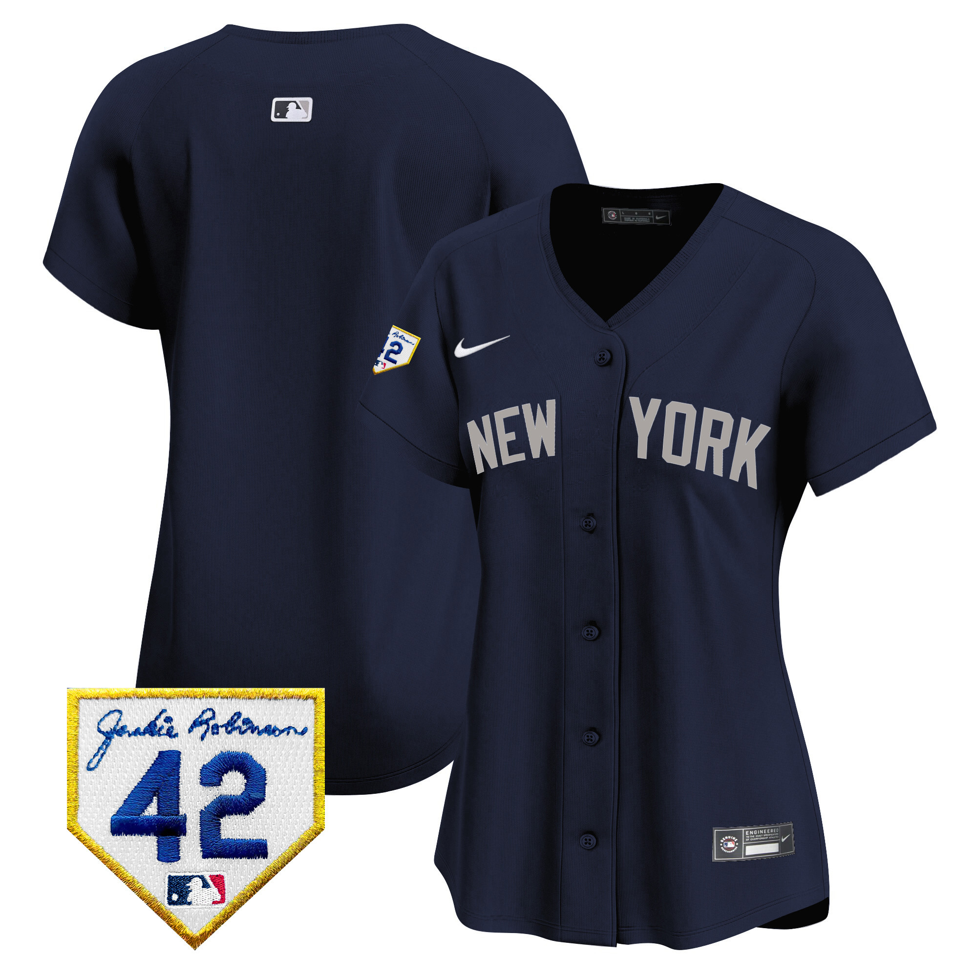 Team Women's New York Yankees 2024 Jackie Robinson Patch Vapor Premier Limited Alternate Jersey - All Stitched