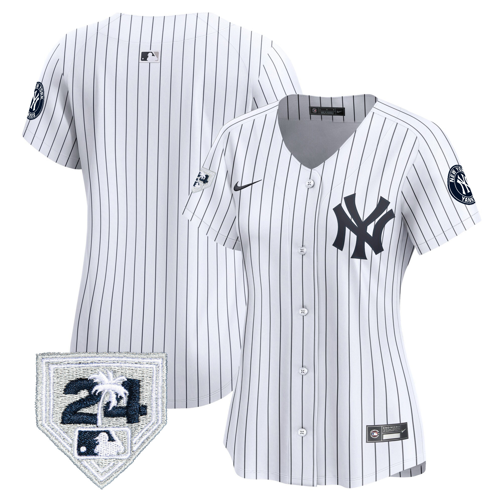 Team Women's New York Yankees 2024 Spring Training Patch Vapor Premier Limited V2 White Jersey - All Stitched